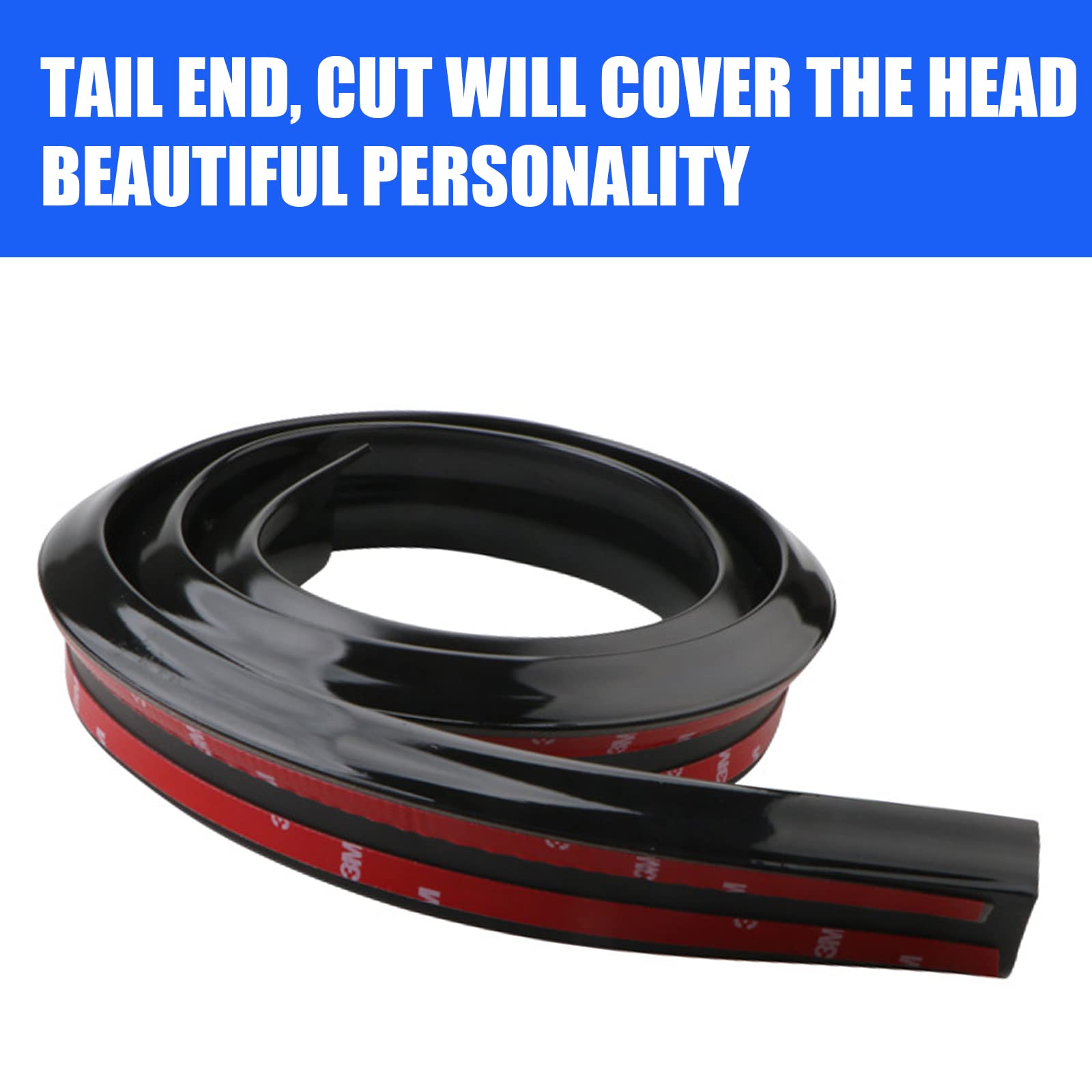 Miytsya Pack-1 Car Rear Spoiler, Universal 4.9Ft/1.5M Gloss Black Rubber Car Rear Spoiler Kit, Spoiler For Car Rear Window Fits