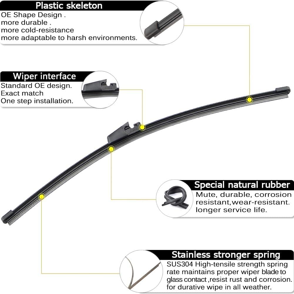 Autoboo 24''+21'' Windshield Wipers With 13'' Rear Wiper Blade Replacement For Volkswagen Vw Tiguan 2017 2016 2015 2014 2013 201