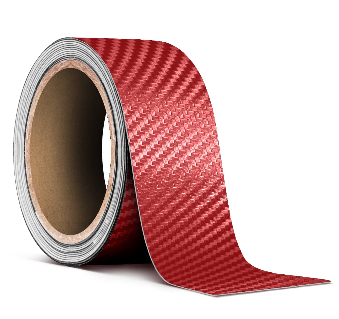 Vvivid Dry Carbon Fiber Detailing Vinyl Wrap Tape 2 Inch X 20Ft Roll Diy (Red)