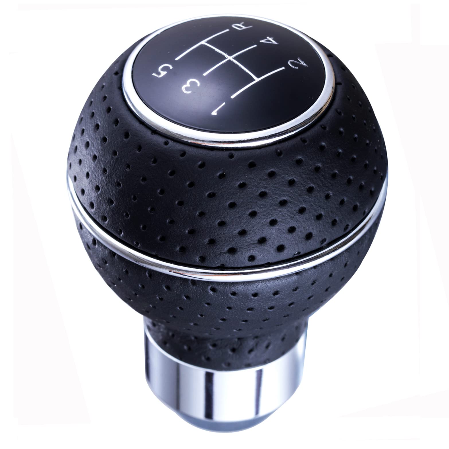 Arenbel 5 Speed Shifter Knobs Car Ball Shift Lever Stick Leather Gear Handle Replacement Fit Most Manual Vehicles, Black