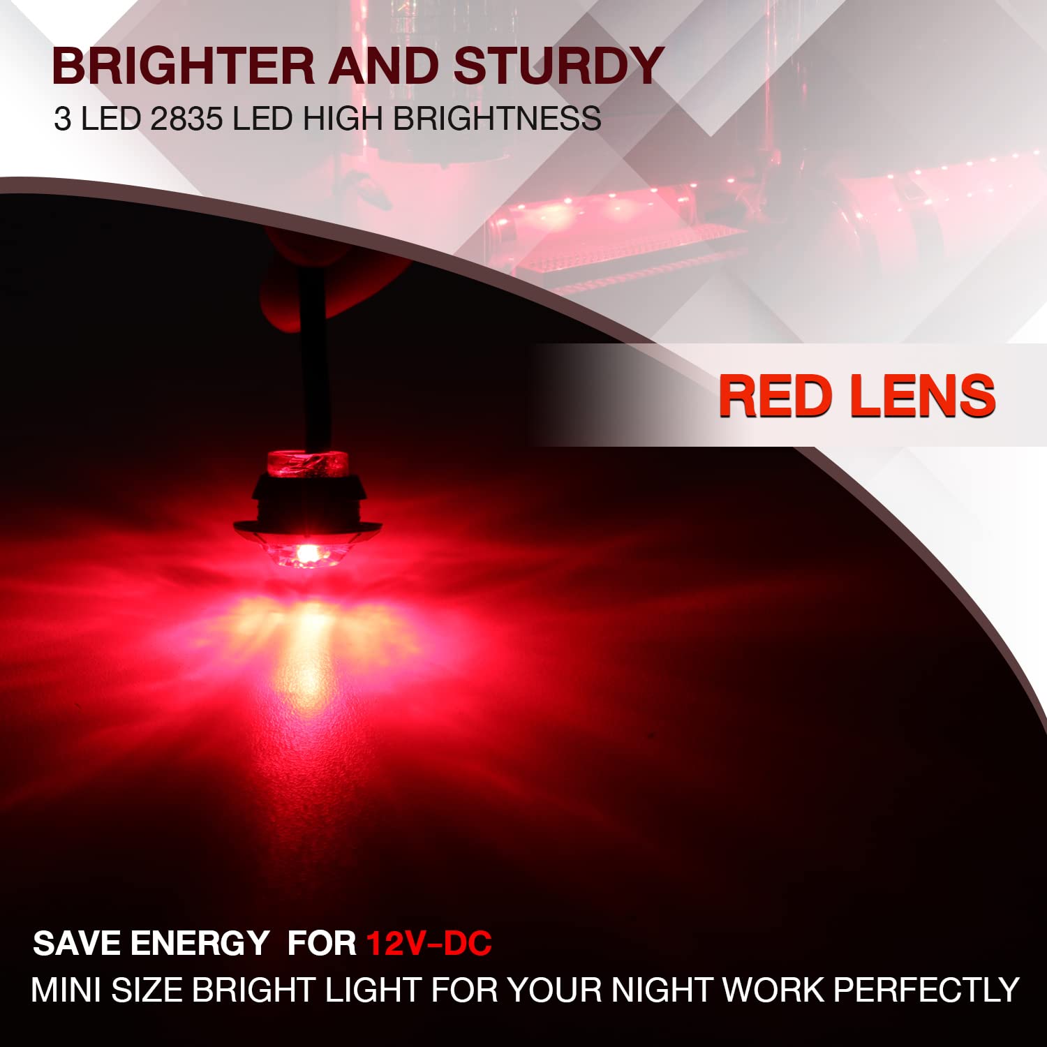 Tmh (Pack Of 20 3/4 Inch Mount Red Led Clearance Bullet Marker Lights, Side Led Marker Lights For Trailer Truck Rv Car Bus Van