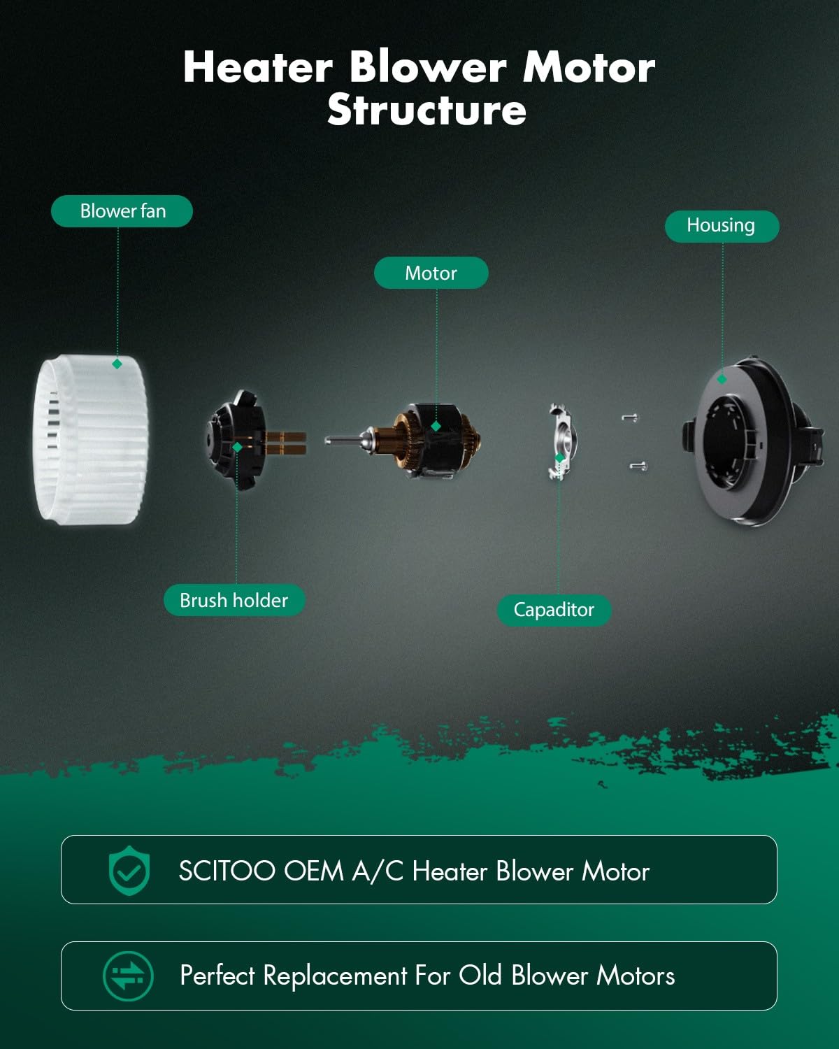 Scitoo 700239 Hvac Blower Motor With Fan Cage Fit For 2008-2017 Mitsubishi Lancer, 2008-2018 Mitsubishi Outlander Front, 2013-20