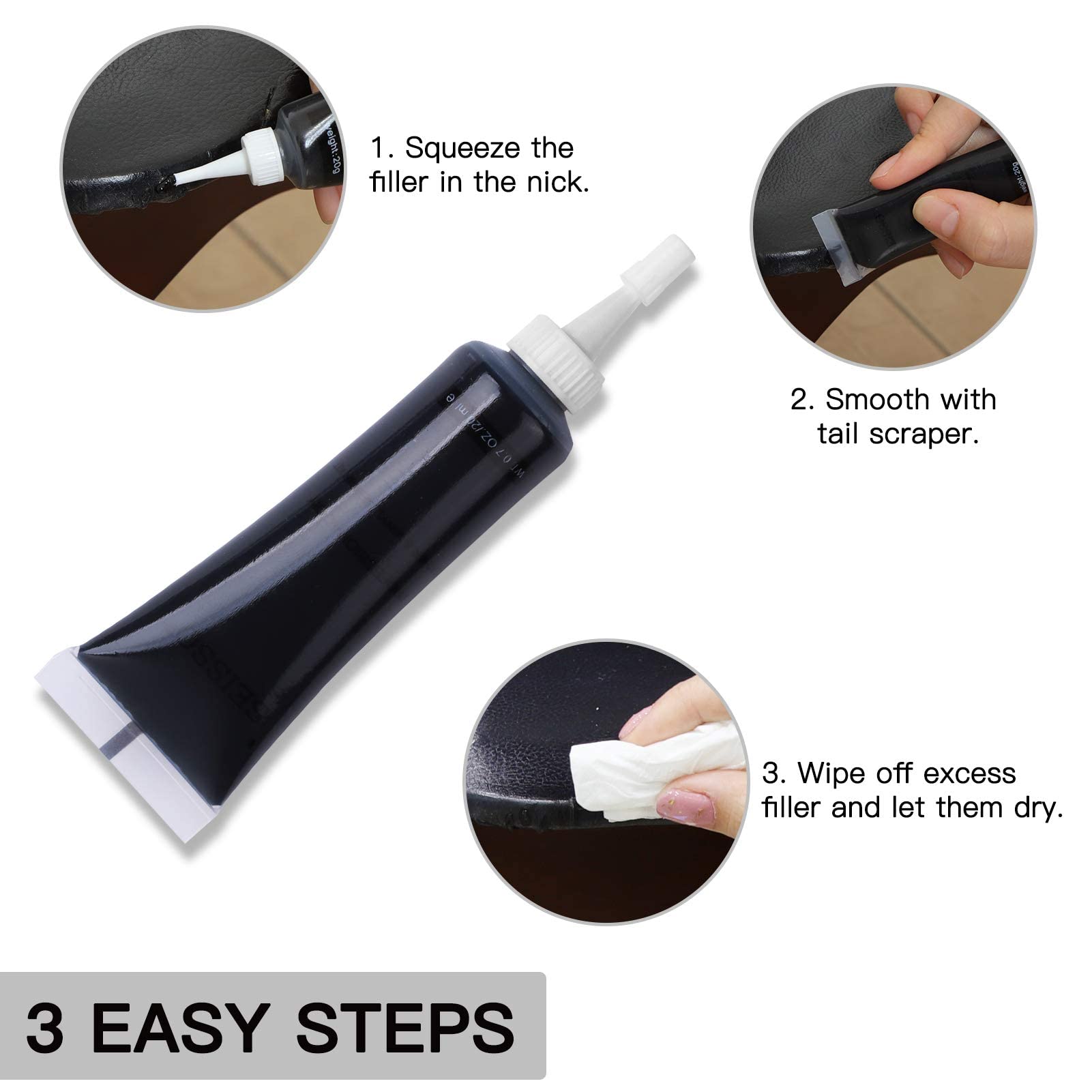 SEISSO 12 Colors Leather Repair Kit - Restore Furniture, Car Seats, Couches, Shoes, Vinyl, Genuine Italian Leather, Paint for Scratches & Tears