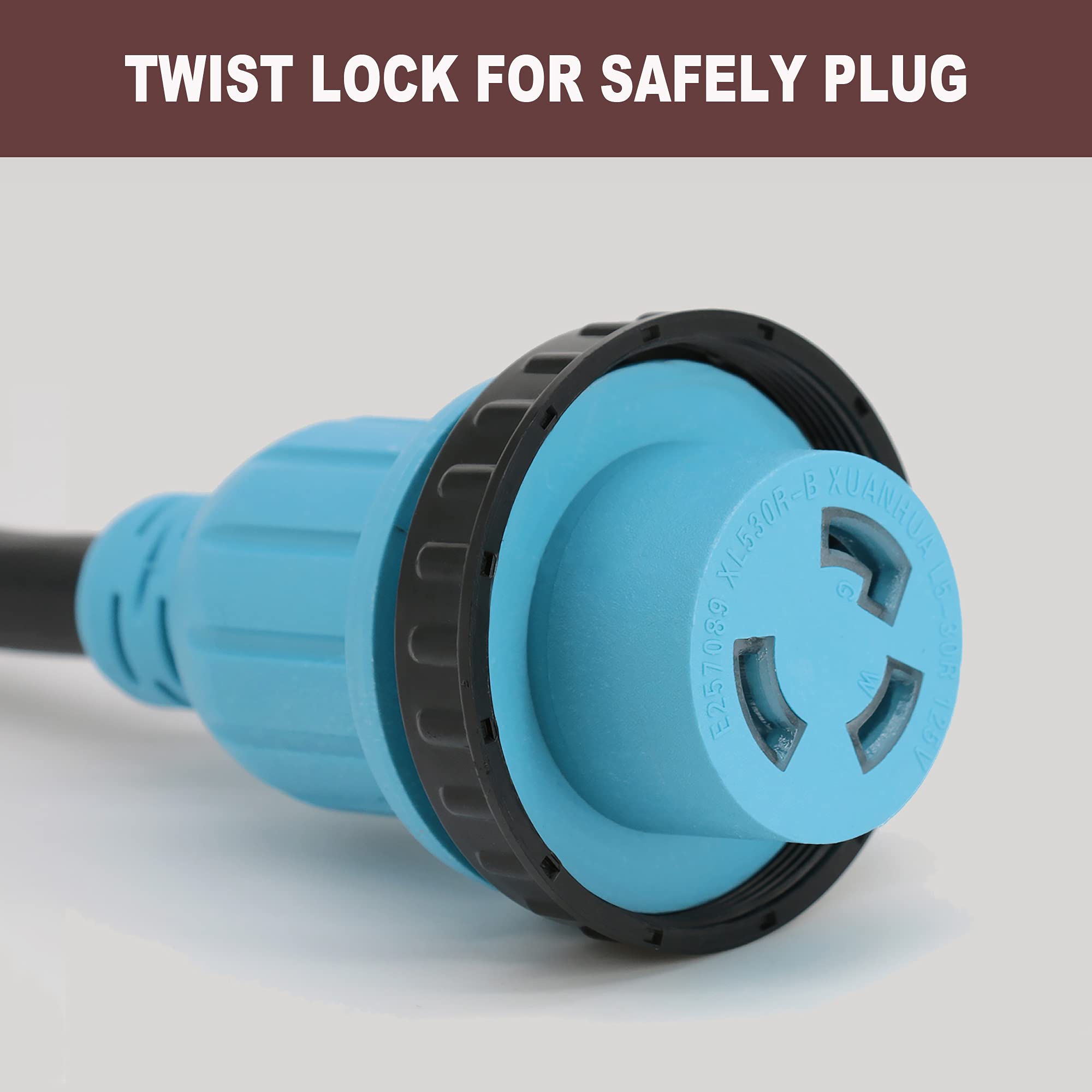 Circlecord 30 Amp 15 Feet Rv Power Cord Twist Locking, Heavy Duty 10 Gauge 3 Wire Stw Pure Copper Wire With Grip Handle, Tt-30P