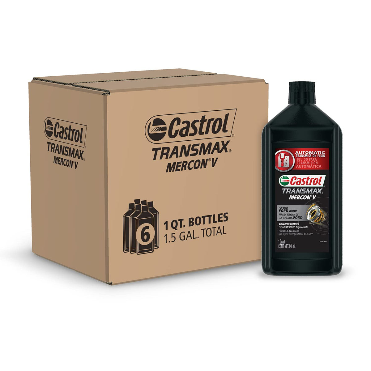 Castrol Transmax Mercon V Automatic Transmission Fluid, 1 Quart, Pack Of 6