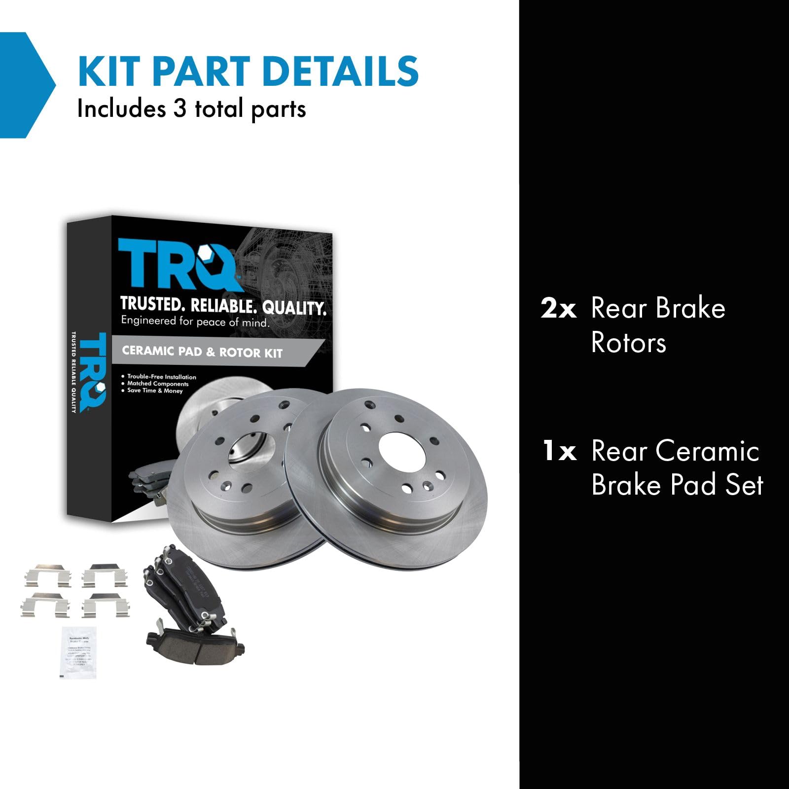 Trq Rear Brake Pad & Rotor Kit Brake Pads Brake Rotor Ceramic Compatible With 2008-2017 Buick Enclave 2009-2017 Chevrolet Traver
