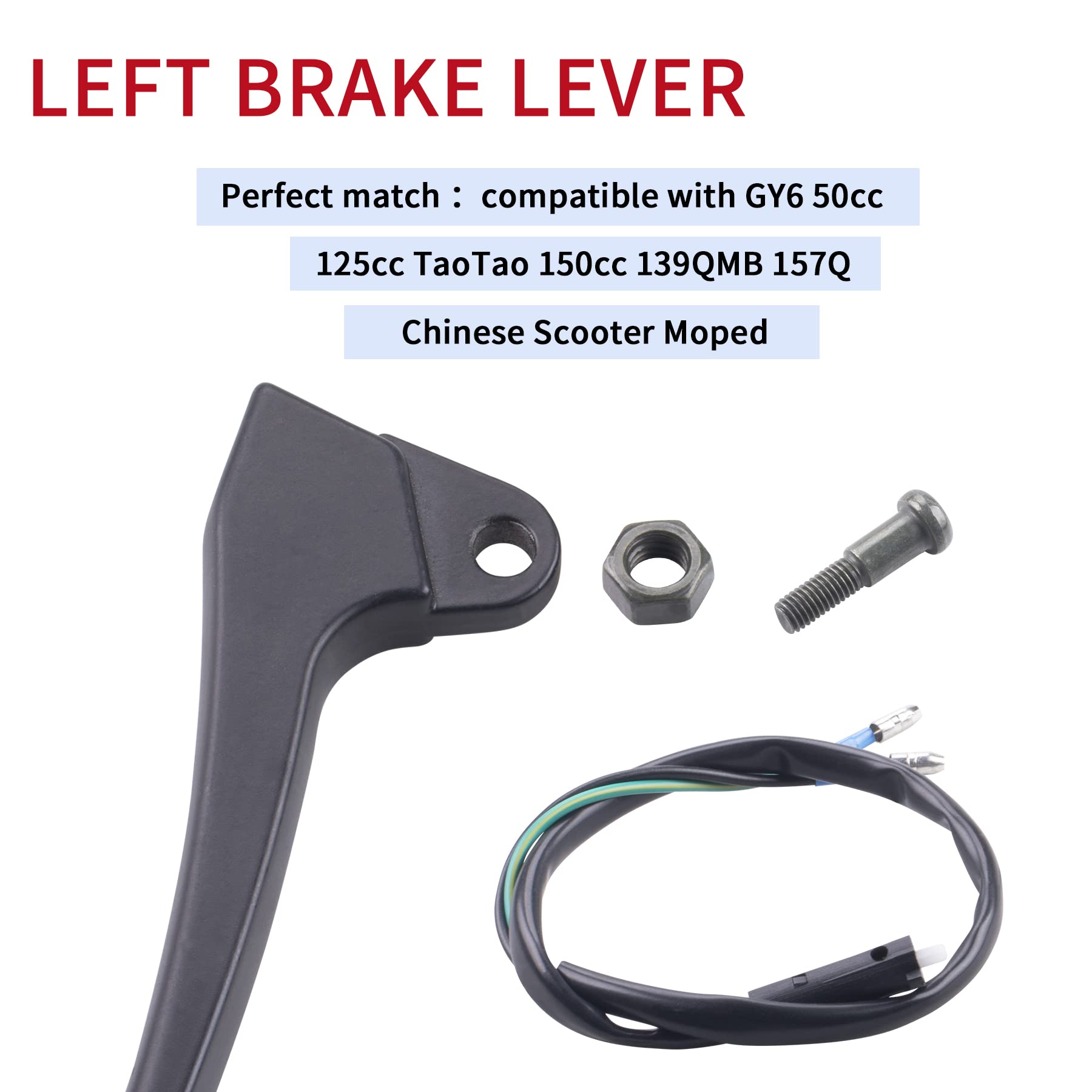 Cncmotok Left Brake Lever Fit For Gy6 50Cc 125Cc 150Cc 139Qmb 157Q Roketa Jonway Taotao Chinese Scooter Moped Parts