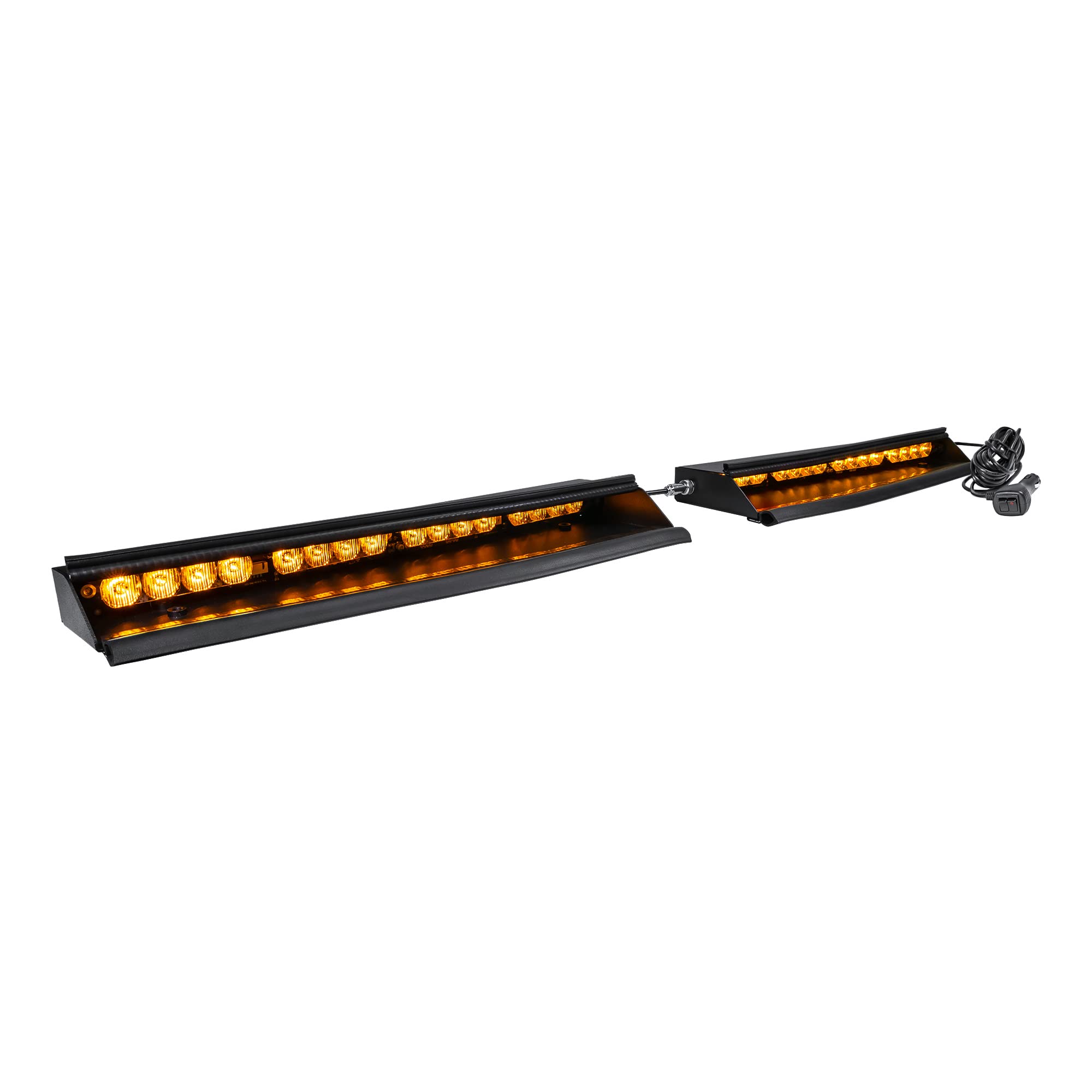 Solarblast 48W Amber Led Warning Strobe Visor Light Bar [48 Flash Modes] [Plug-N-Play] [Universal Fit] Yellow Flashing Emergency Interior Visor Light Bar For Truck Vehicles