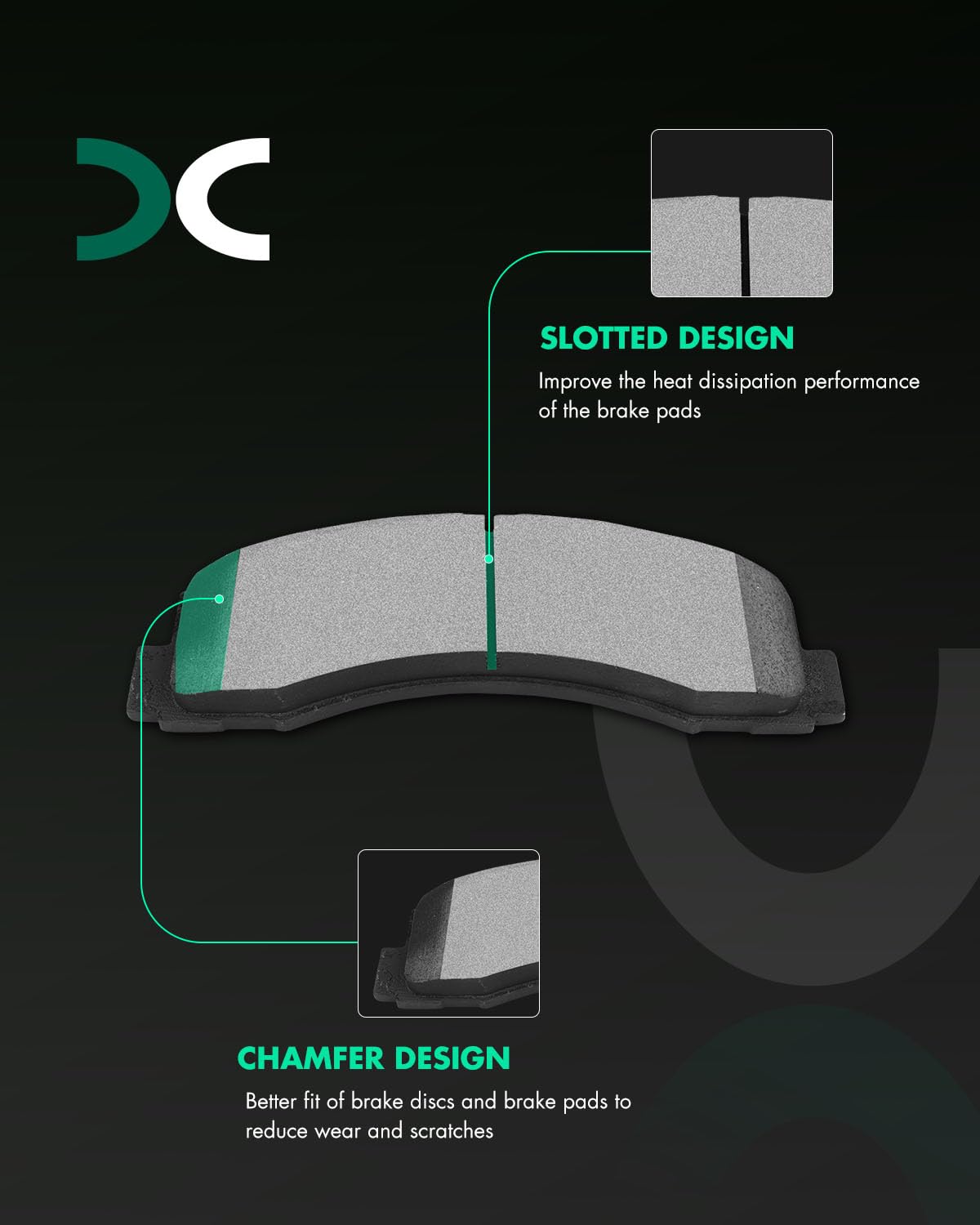Scitoo D2087 Ceramic Brake Pads Sets Front W/Hardware Replacement For Ford For Expedition 2010-2021,For Ford For F-150 2010-2020
