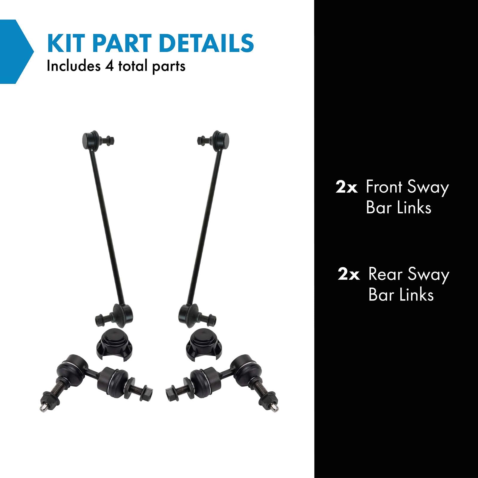 Trq Driver & Passenger Side Sway Bar Stabilizer Link Set Compatible With 2013-2018 Ford C-Max 2012-2018 Focus