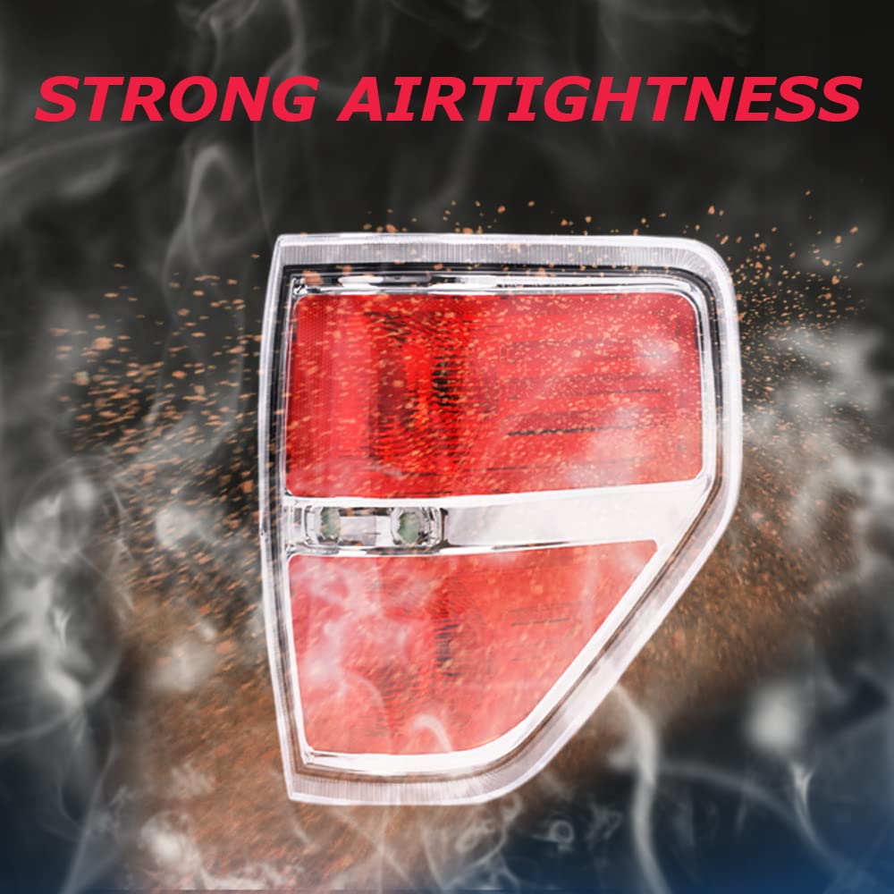 Pit66 Tail Lights,Compatible With 2009 2010 2011 2012 2013 2014 Ford F150 Rear Brake Lamps Assembly Left&Right Red Lens Chrome T