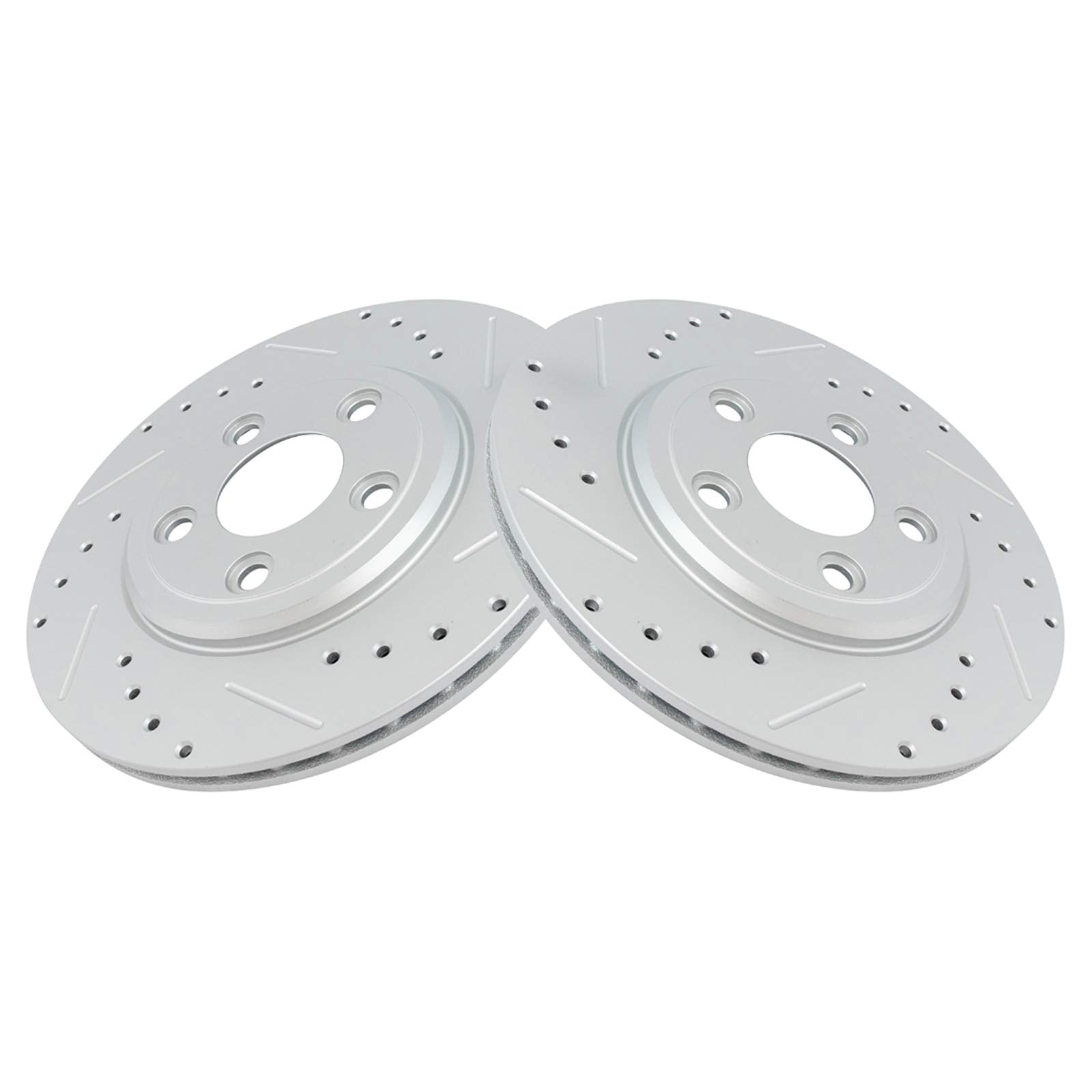 Trq Rear Performance Brake Rotors Set Premium G-Coated Cross Drilled & Slotted Compatible With 2002-2005 Ford Thunderbird 2000-2