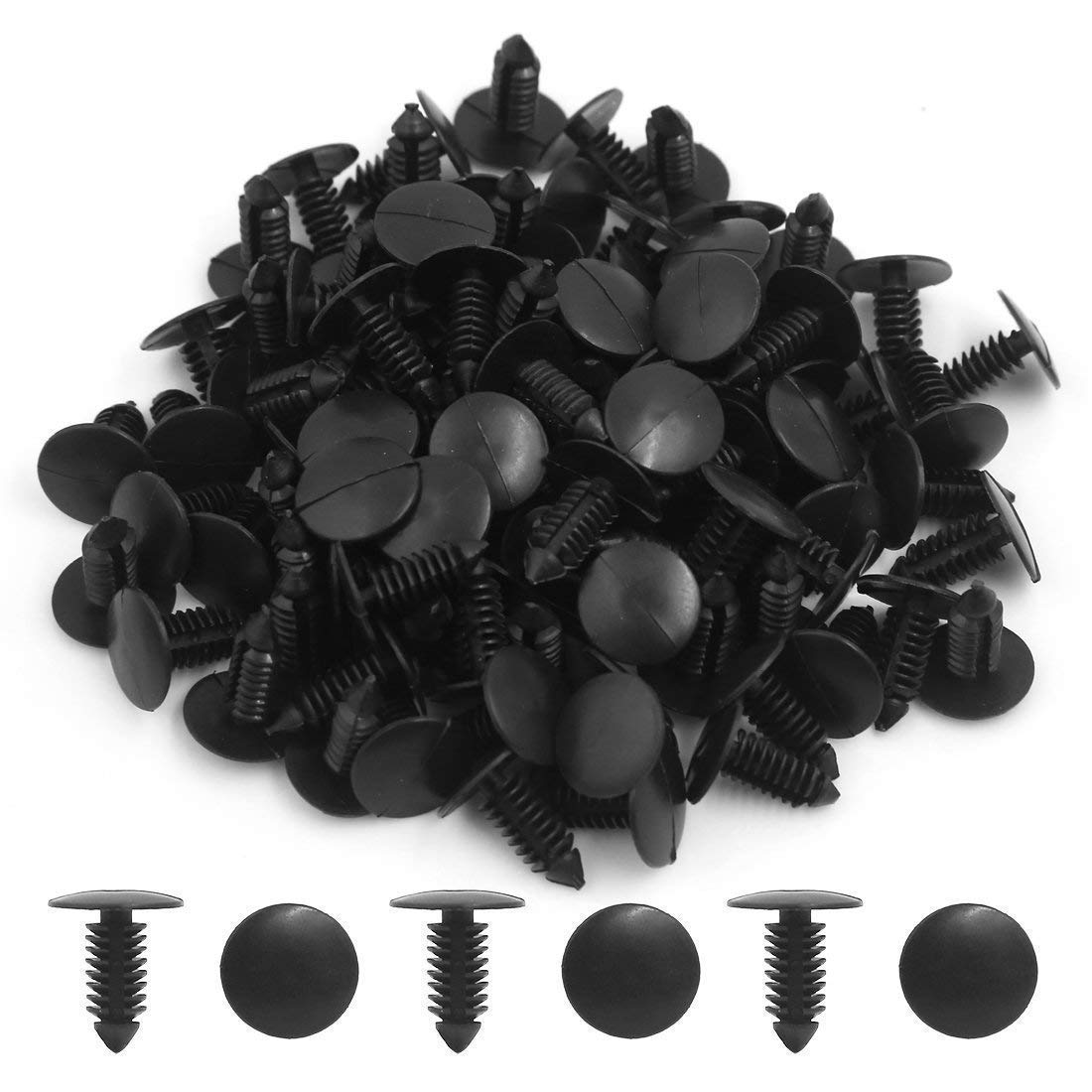 Manshu 200 Pcs Car Plastic Trim Boot Rivets Push Clip Fastener, 6.4Mm Hole Push Retainer Bumper Fender Shield Clips, Automotive