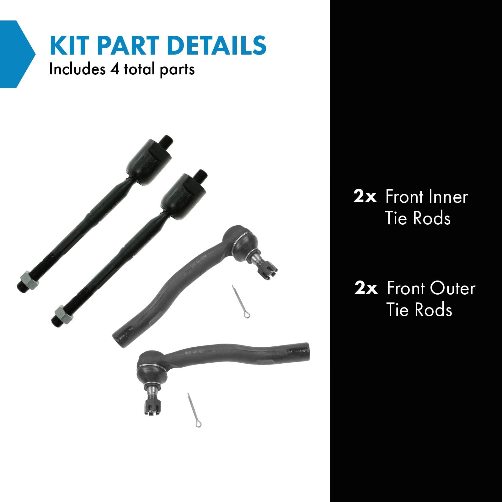 Trq Front Tie Rod Set Compatible With 2002-2003 Lexus Es300 Toyota Camry