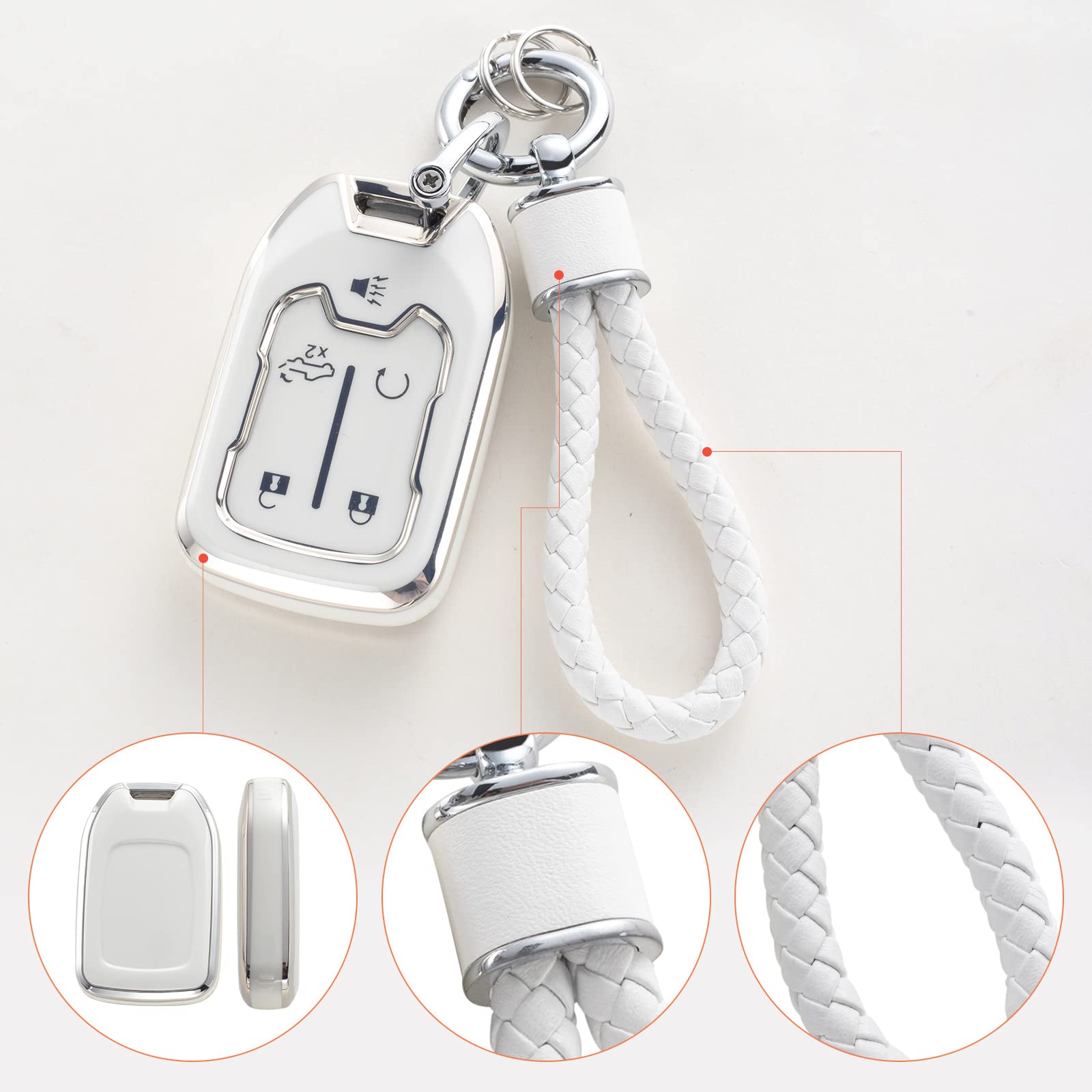 Yo&Yoye For Gmc Key Fob Cover With Keychain, Tpu Key Case Fit For 2019 2020 2021 2022 Chevy Silverado Gmc Sierra 1500 2500Hd 3500Hd Terrain Acadia Smart Key Protector Shell 5 Buttons