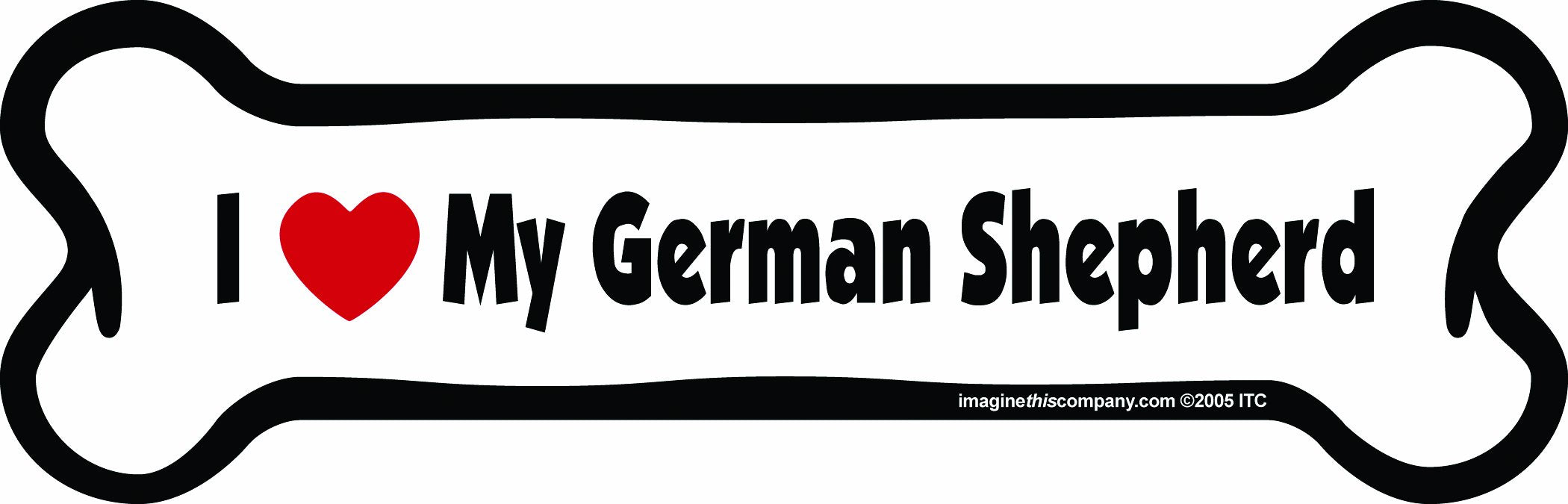 Imagine This Bone Car Magnet, I Love My German Shepherd, 2-Inch by 7-Inch
