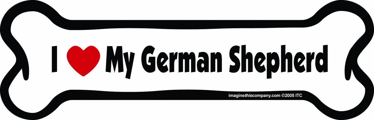 Imagine This Bone Car Magnet, I Love My German Shepherd, 2-Inch by 7-Inch