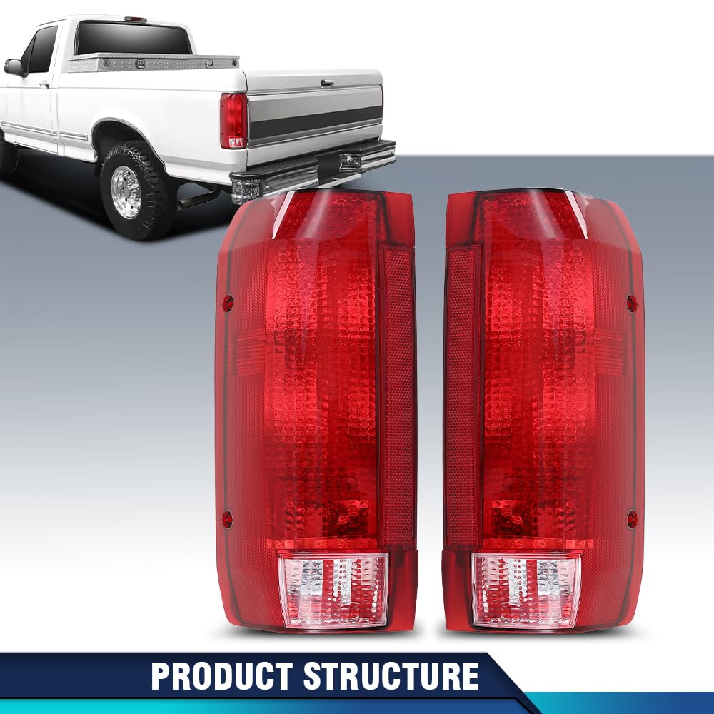 Pit66 Tail Lights Compatible With Ford F150 Bronco 1990-1996 /Fit F250 F350 1990-1997 Left Driver And Right Passenger Side