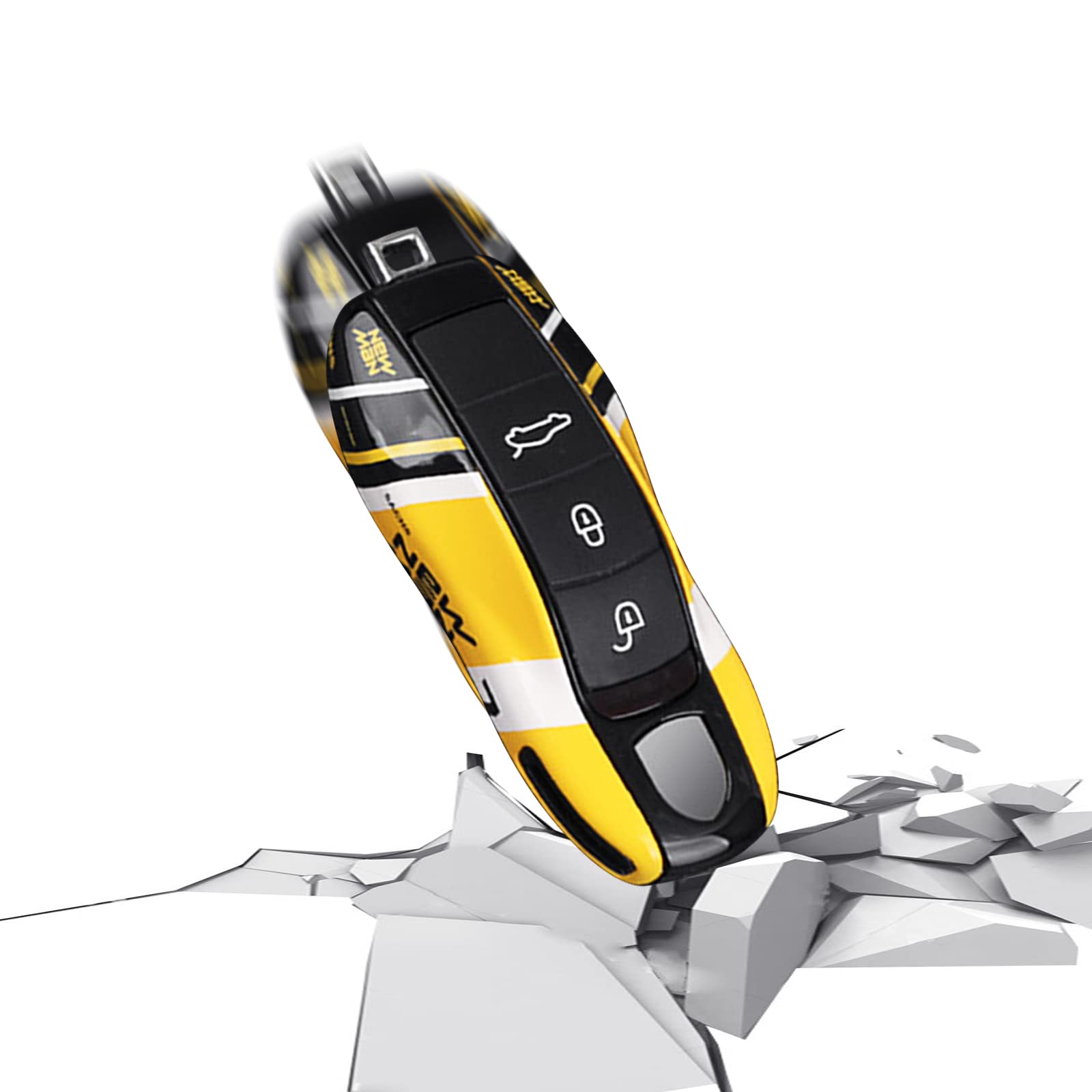 Car Key Protection Keychain, Key Cover For Porsche Macan Cayenne Panamera 911 (Old Yellow)