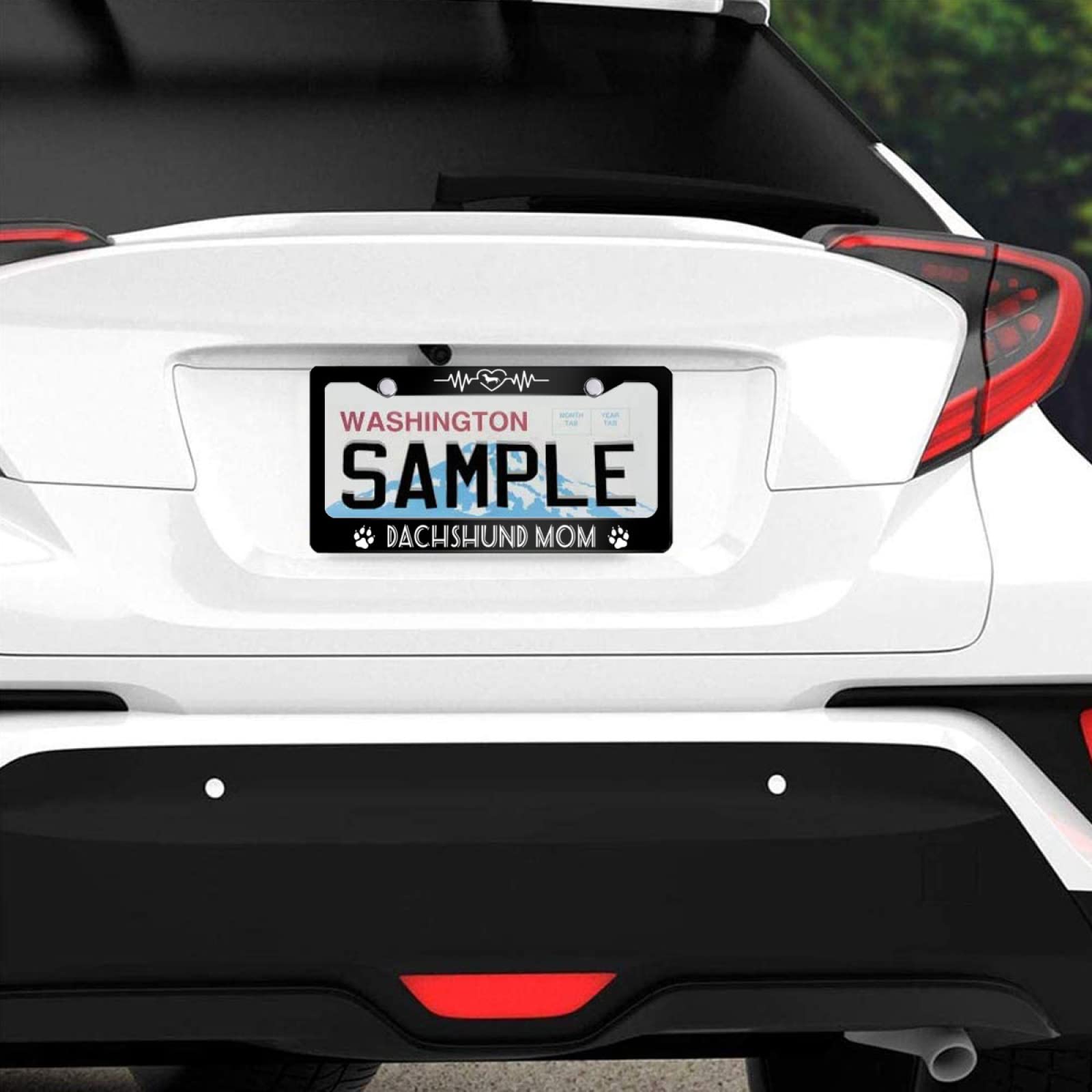 Dachshund Mom License Plate Frame Dog Mom Animal for Car Decorative Parts Stainless Steel License Plate for Standard Us Canada L
