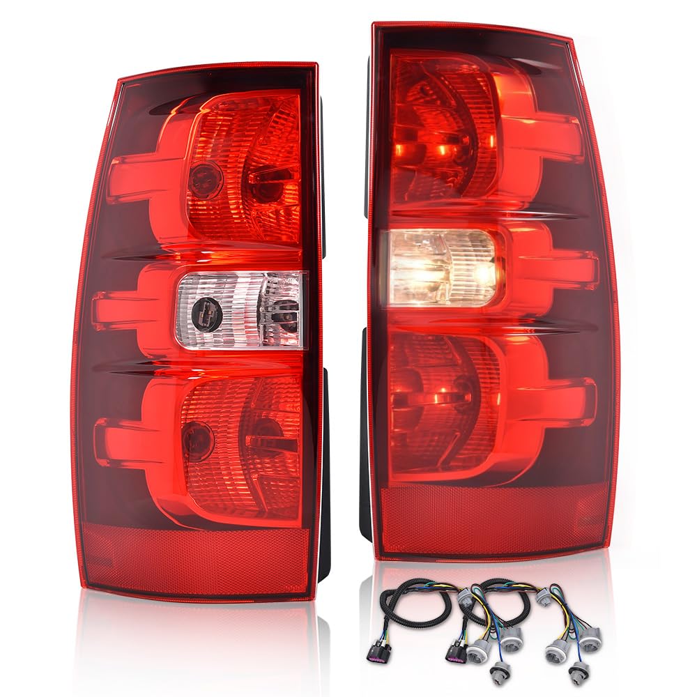 DOTCOM Tail Lights Assembly Compatible with Chevy Suburban 1500 2007-2014, Fit Chevy Suburban 2500 LTZ 2007 w/Harness Luces Tras