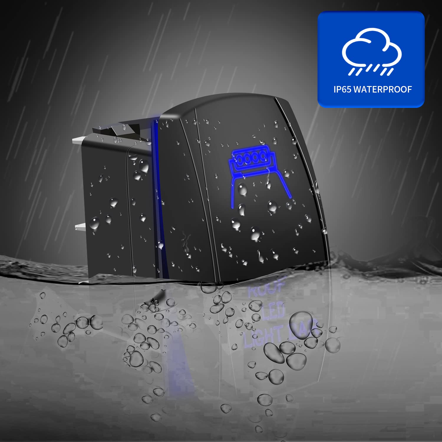 Roof Led Light Bar Rocker Switch 5Pin Laser On/Off Blue Led Light 20A/12V 10A/24V Toggle Switch With Jumper Wires Set For Automo