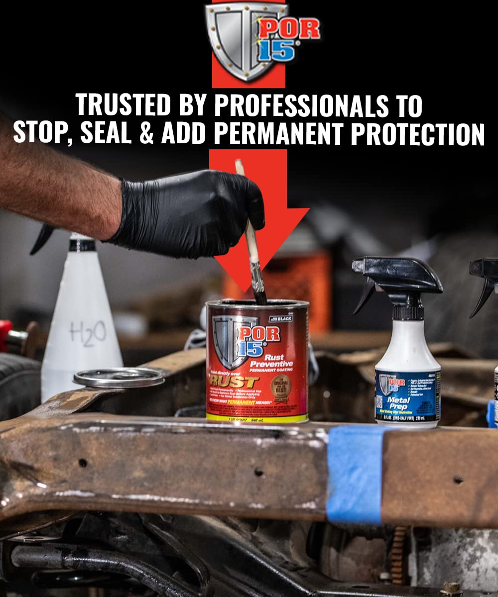 Por-15 Stop Rust Kit, Non-Porous Coating Seals And Protects Metal From Rust And Corrosion, Gloss Black