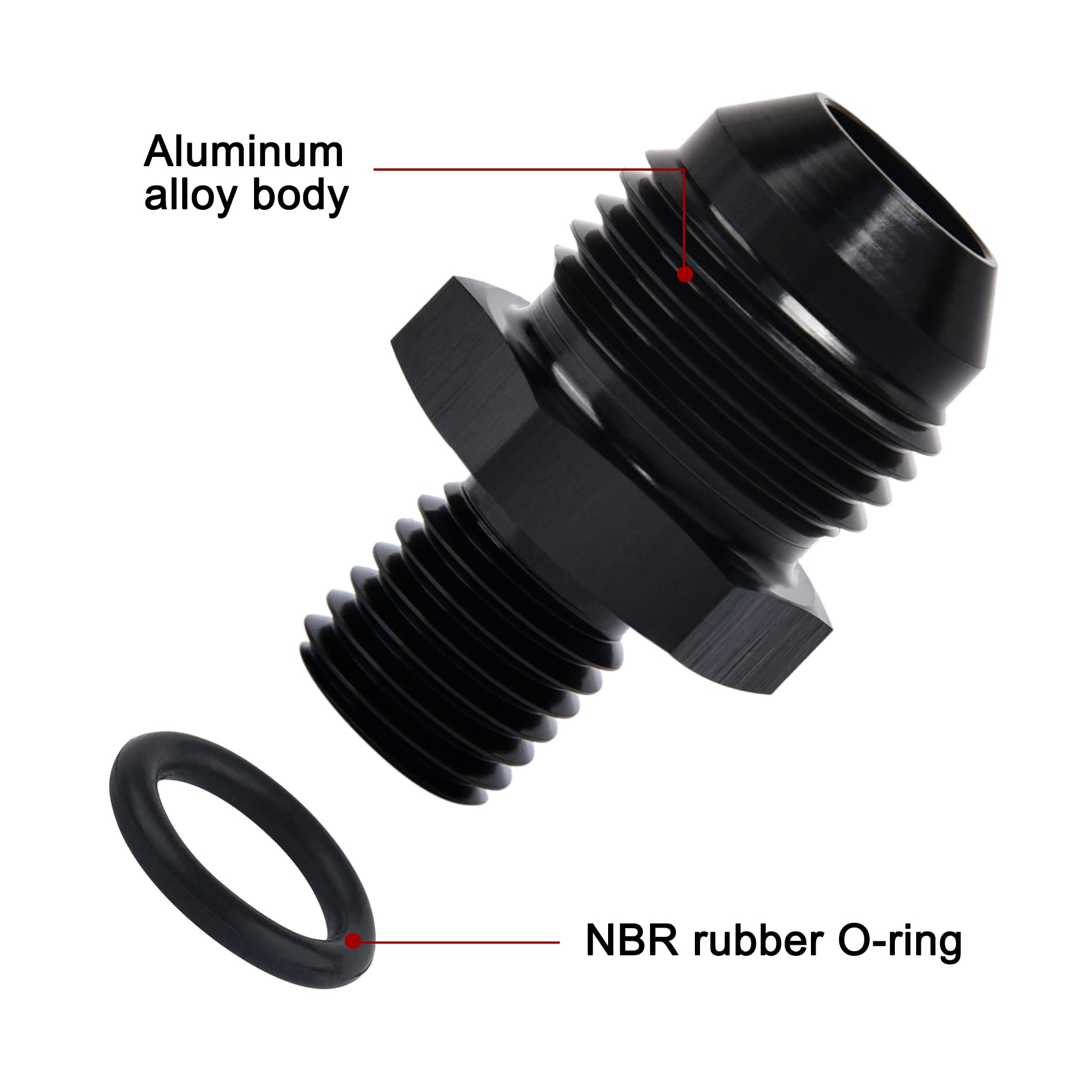 Evil Energy 8An Male Flare To M12 X 1.5Mm Male Metric Fitting Adapter Aluminium Alloy 2Pcs