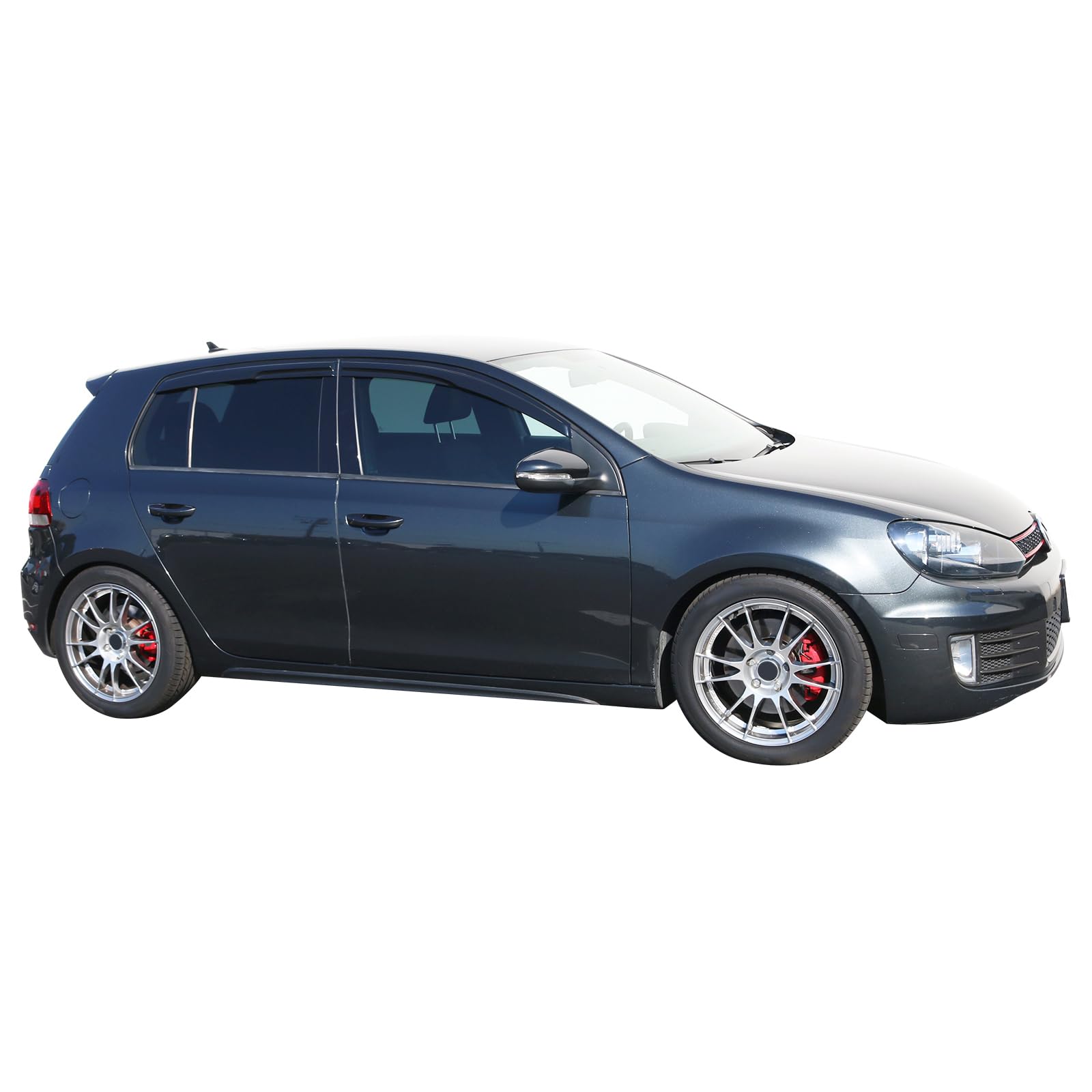 Ikon Motorsports Window Visor Compatible With 2010-2014 Vw Golf Mk6 Gti, Acrylic Smoke Tinted & Semi-Transparent Sun Rain Shade