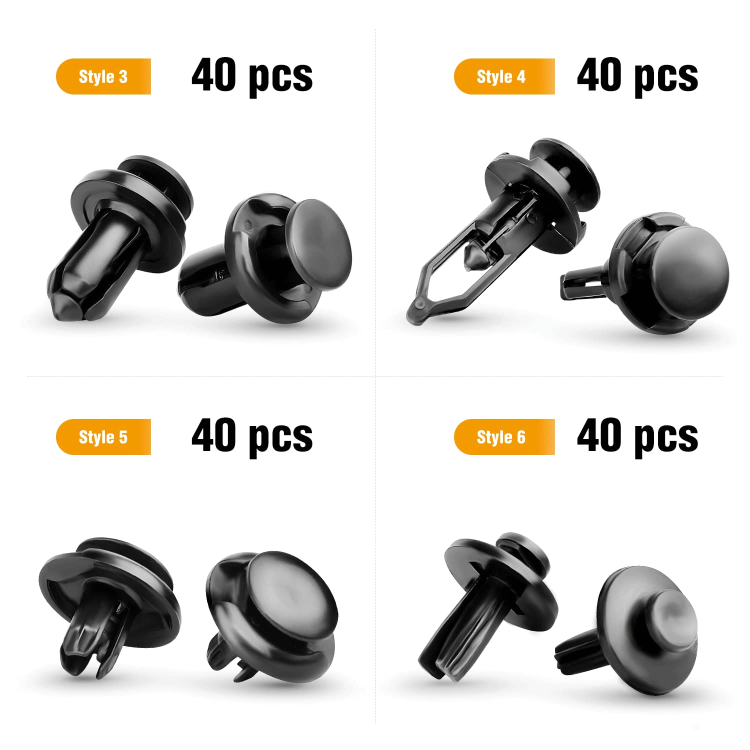 Gooacc 240Pcs Car Retainer 6.3Mm 8Mm 9Mm 10Mm Expansion Screws Replacement Kit Bumper Push Rivet Clips, 1Pc Fastener Remover,Bla