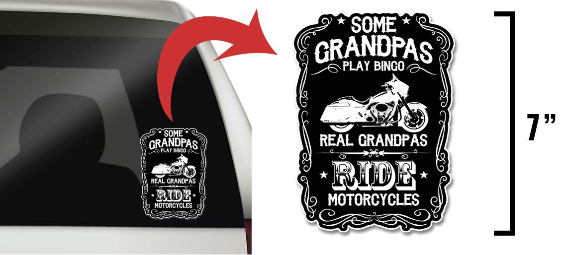 Real Grandpas Ride Motorcycles 7 Inch Decal For Cars, Trucks, Motorcycles, Boats & Laptops - Sticks To All Flat Surfaces Includi