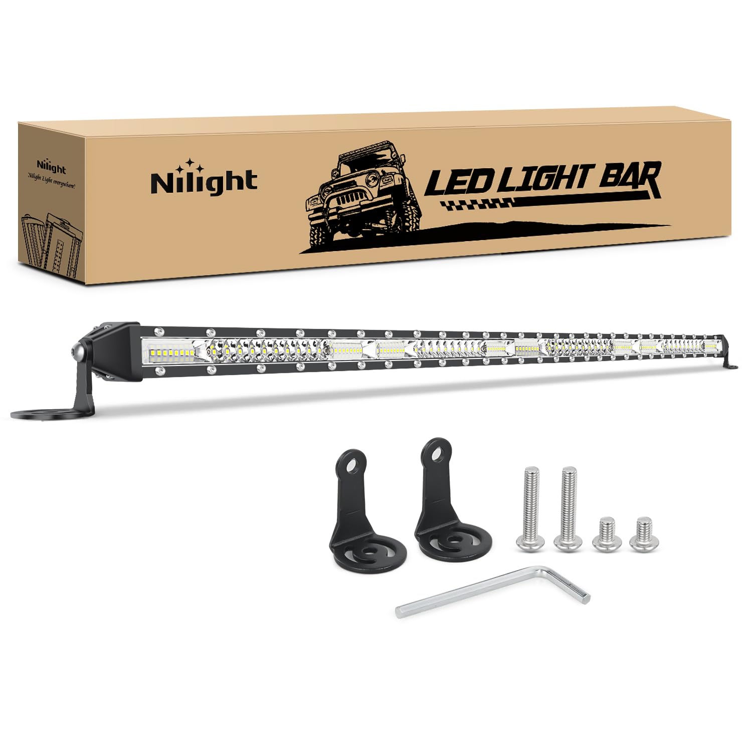 Nilight Slim Led Light Bar 40 Inch 104Led Single Row Spot Flood Combo Fog Lights Driving Light Work Lights Roof Bumper Lamp Offr
