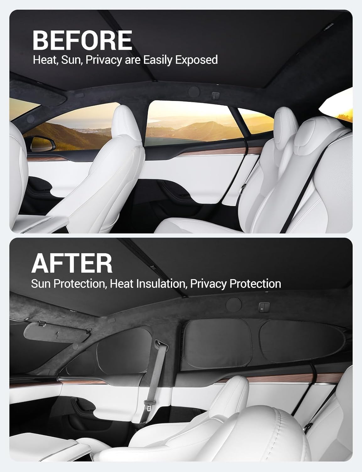 Basenor 6Pcs 2022-2025 Tesla Model S/Model S Plaid Side Window Sunshade Windshield Sunshade Privacy Shade Camping Rear Windshiel