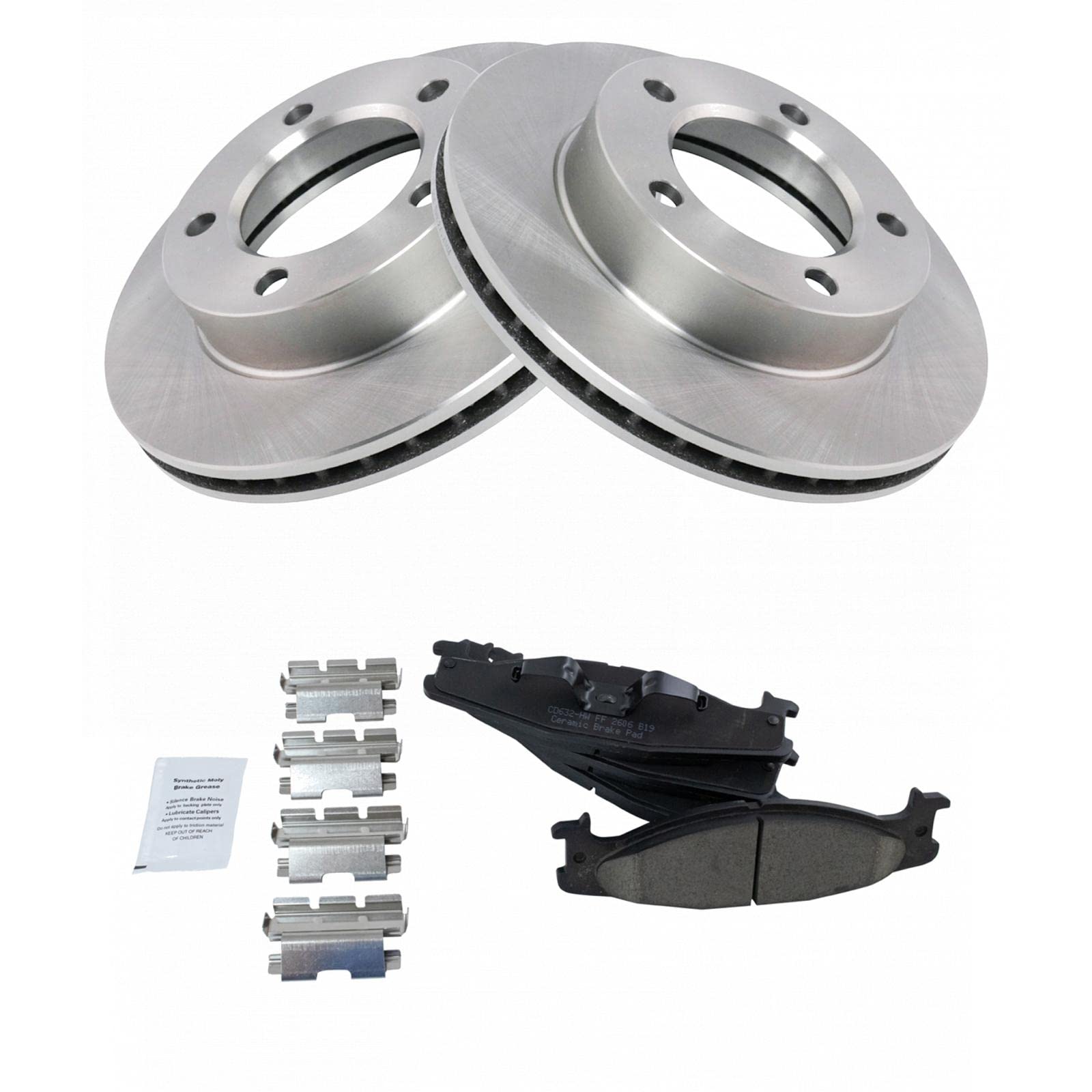 Trq Front Brake Pad & Rotor Kit Brake Pads Brake Rotor Ceramic Vented Compatible With 1994-1996 Ford Bronco F-150