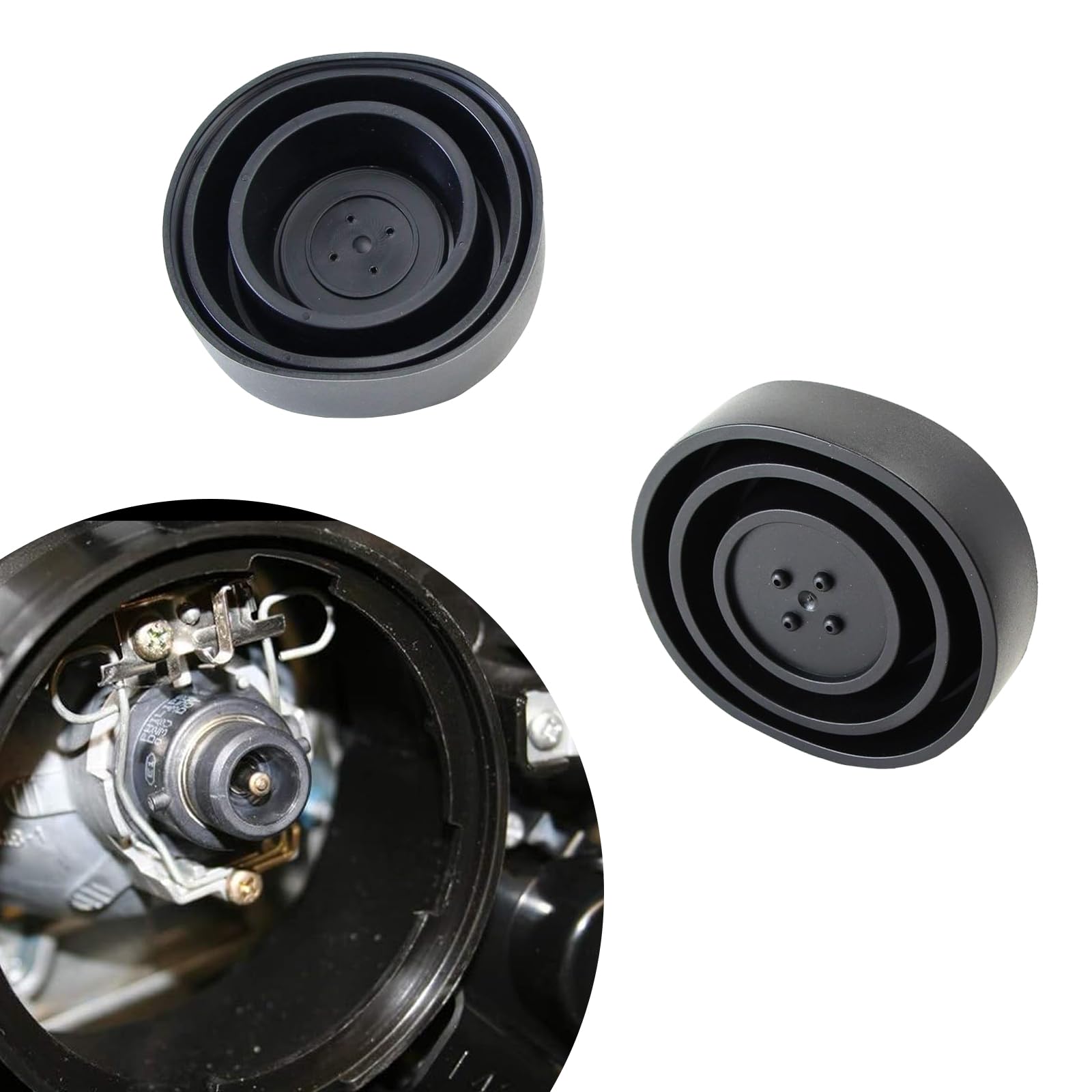 Fluher 2 Pcs Car Forward Light Dust Cover, 2.16-3.74'' Silicone Waterproof Sealing Extension Cover, Car Bulb Housing Cap With Th