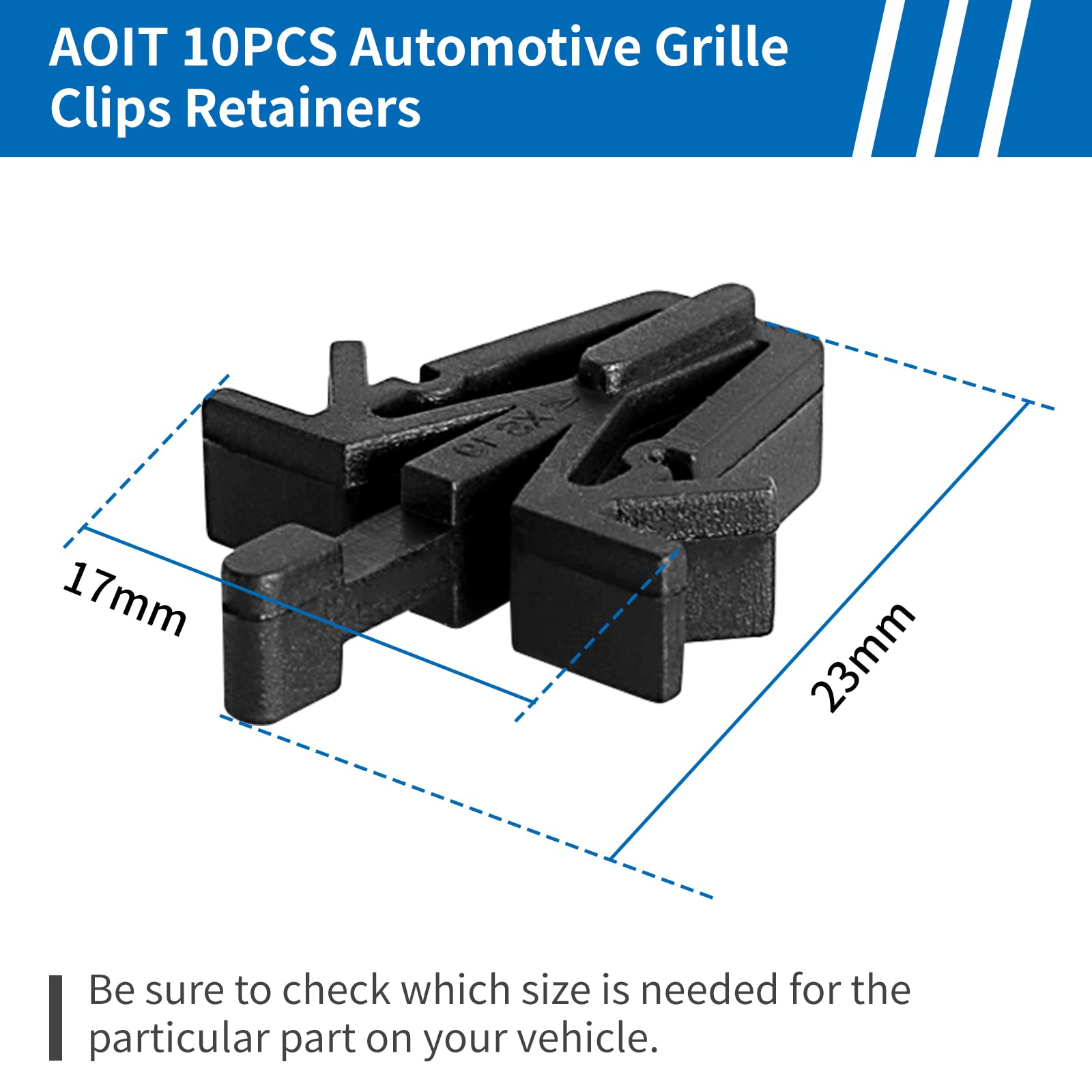 Aoit Grille Clips Retainers - Set Of 10 - Grille Retainer Clips, Replacement For Toyota 1989-1995 Pickup, 1995-2004 Tacoma, 1989