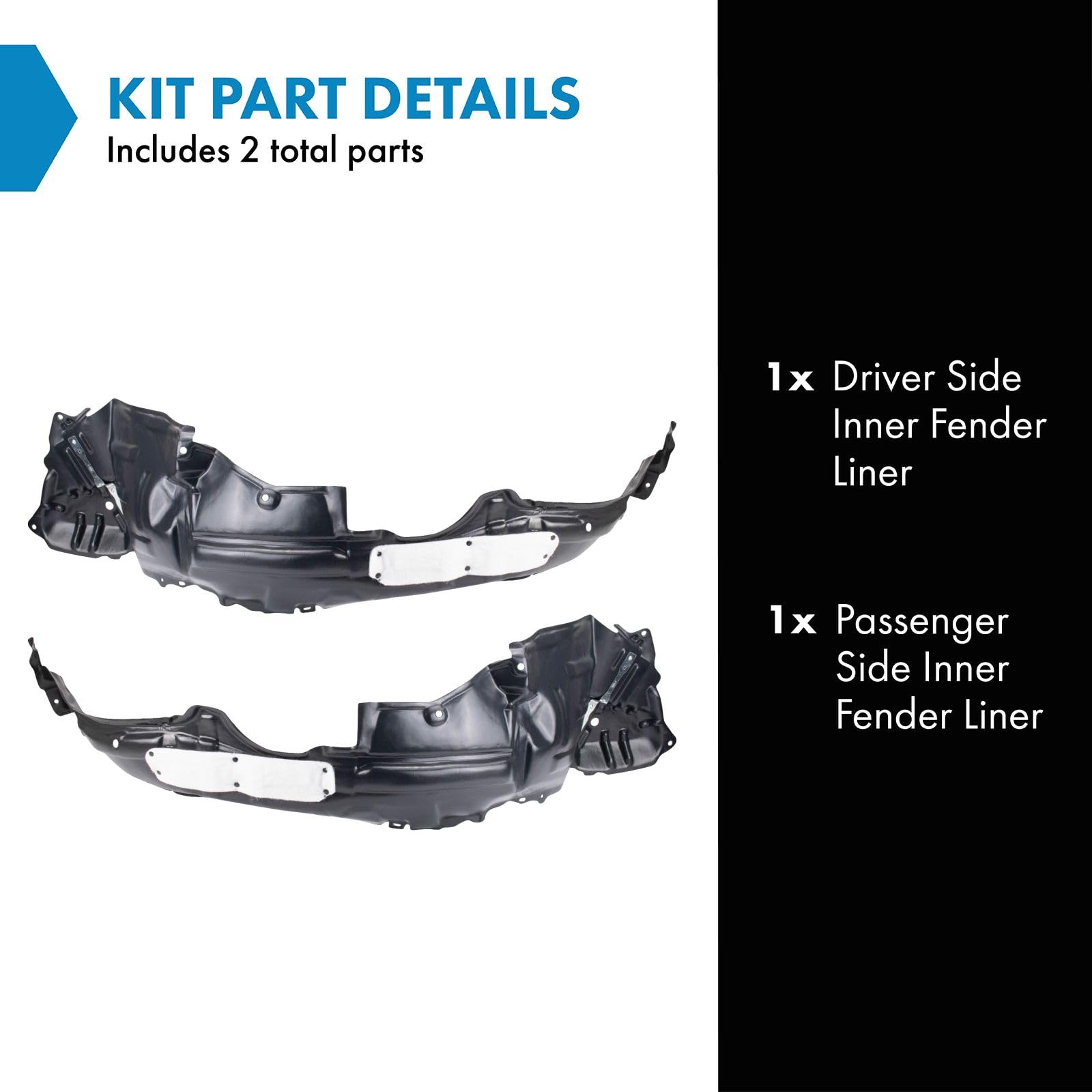 Trq Inner Fender Liner Set Compatible With 2015-2017 Toyota Prius V To1248208 To1249208