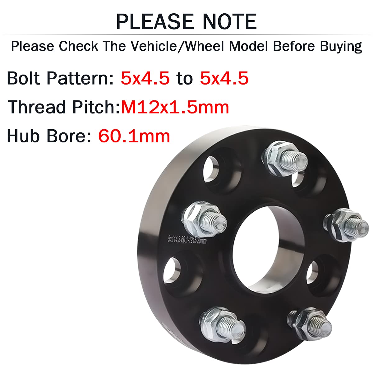 Gasupply 1'' 5X4.5 Hubcentric Wheel Spacers 25Mm 5X114.3 60.1Mm Hub Bore 12X1.5 Studs, For Toyota Tacoma 2Wd X-Runner Rav4 Camry