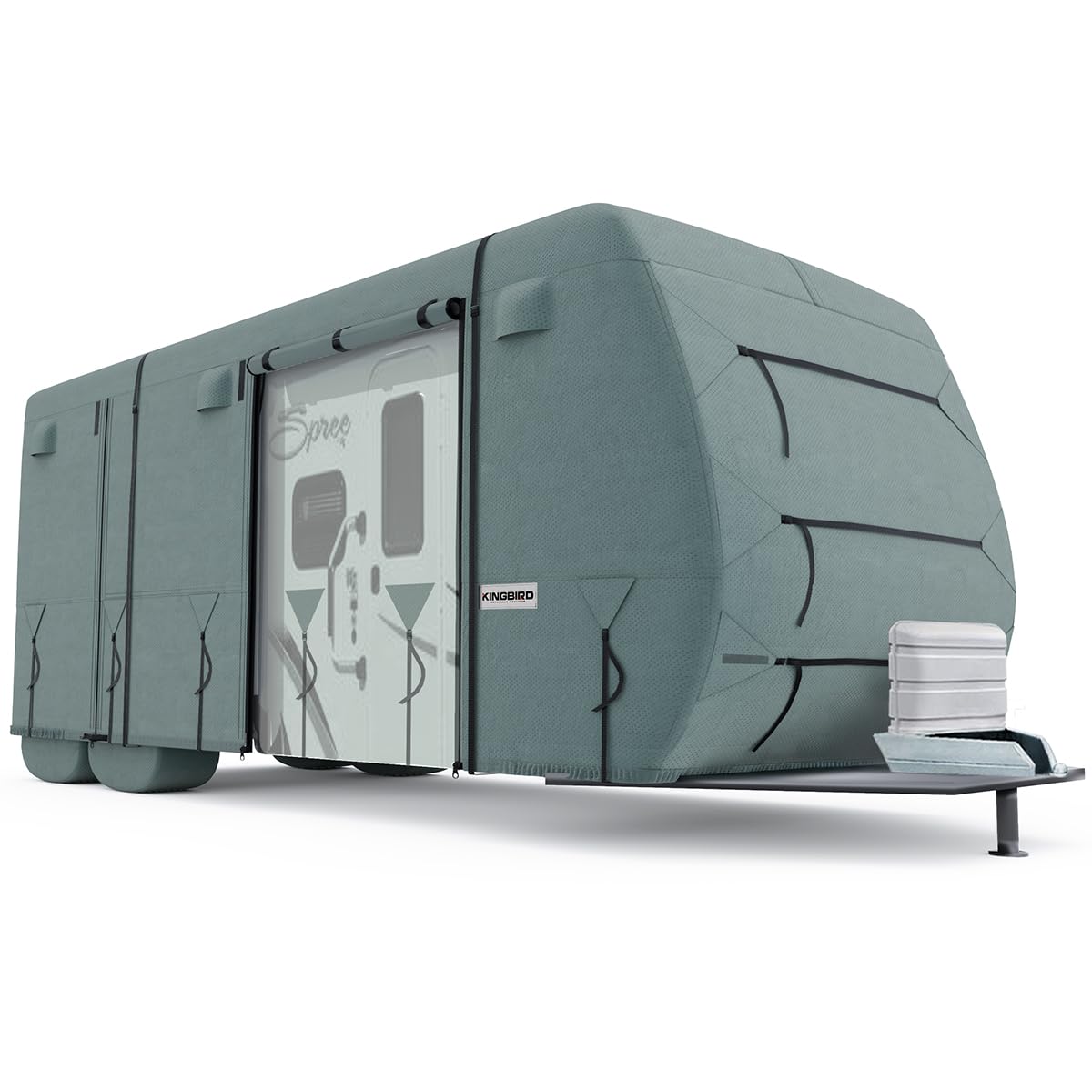 King Bird Extra-Thick 4 Layers Travel Trailer Rv Cover Anti-Uv Top Panel, Durable Camper Cover, Fits 18'-20' Motorhome -Breathab