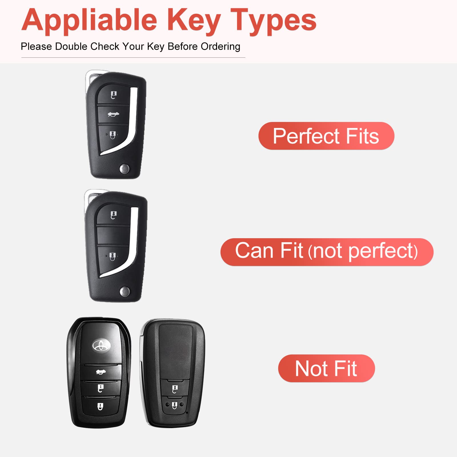 Ruabiban Compatible With Toyota Key Fob Cover With Keychain, Pink Genuine Leather Crystal Key Case Protection Shell For Fortuner