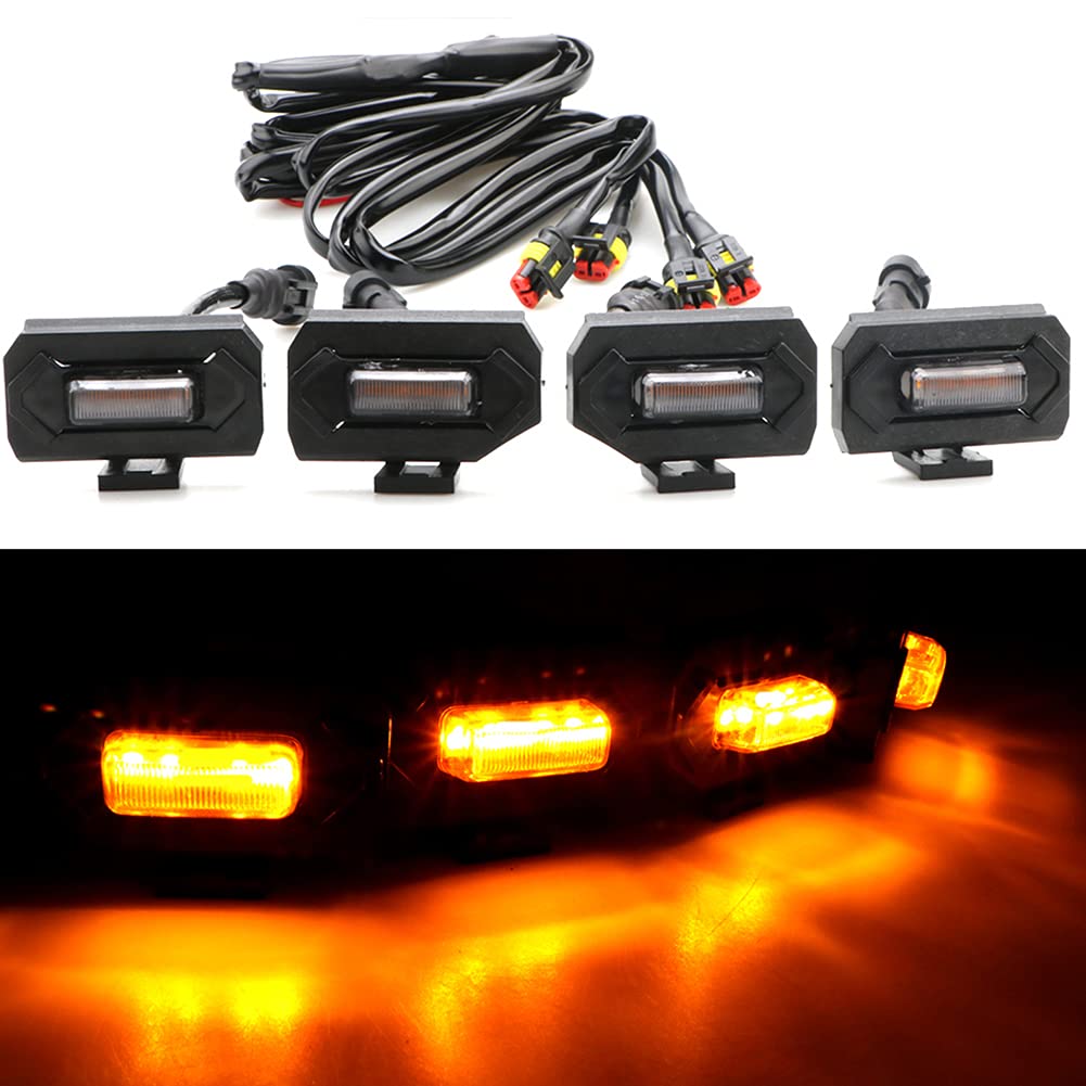 mingjue 4pcs LED Grill Lights for Tacoma 2020-2023, Amber Light with Black Housing, OEM Grille, TRD Off Road & Sport Models