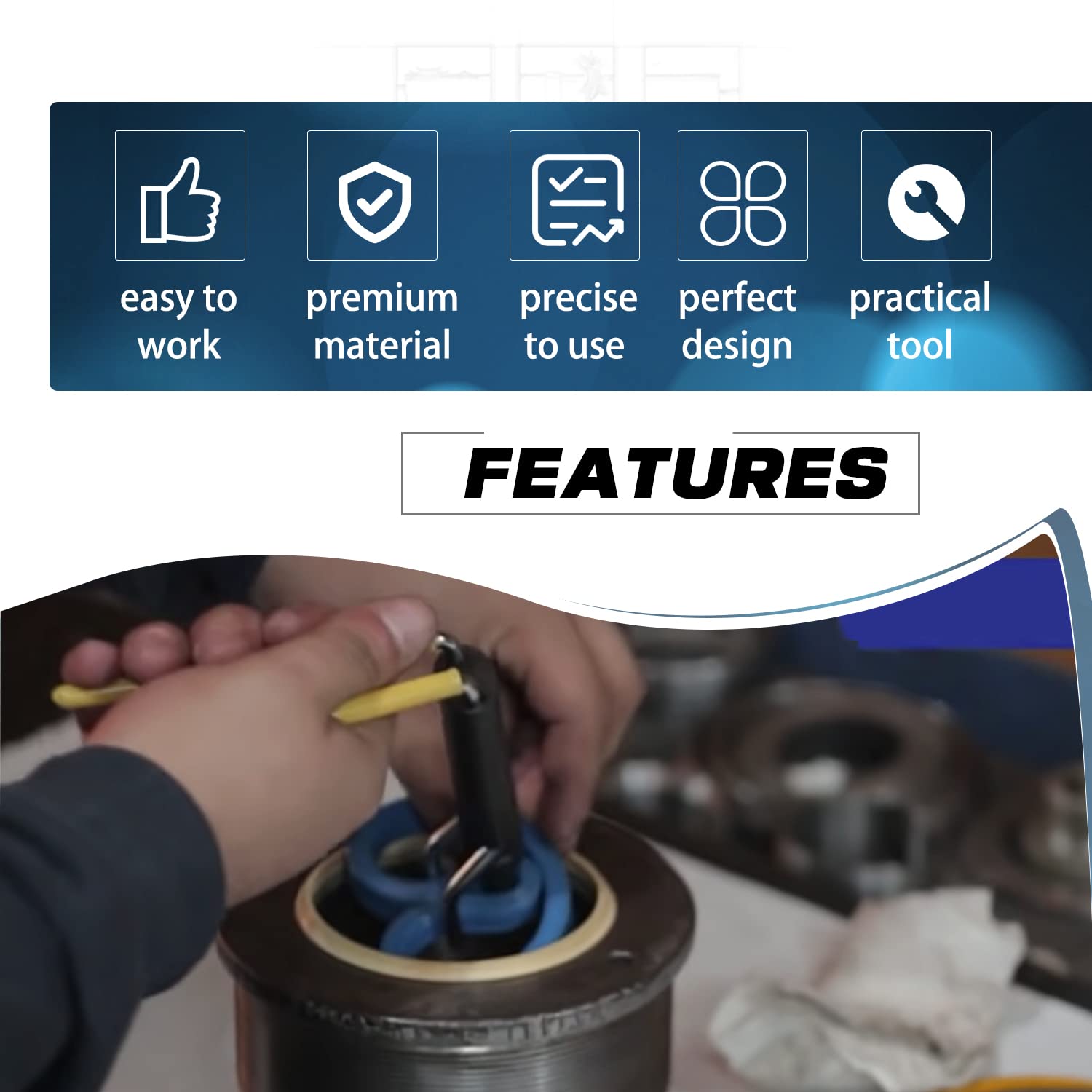 Seal Twistors Install Tools Hydraulic Cylinder Piston Rod Seal U-Cup Twistor Installation Tool Set Work On 0.7 Inch -6.5 Inch Se