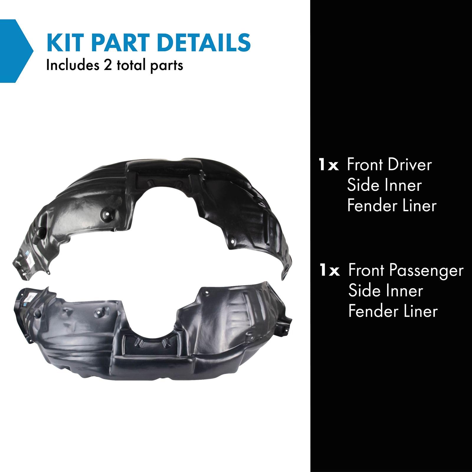 Trq Front Inner Fender Liner Set Compatible With 2012-2015 Toyota Venza To1248189 To1249189