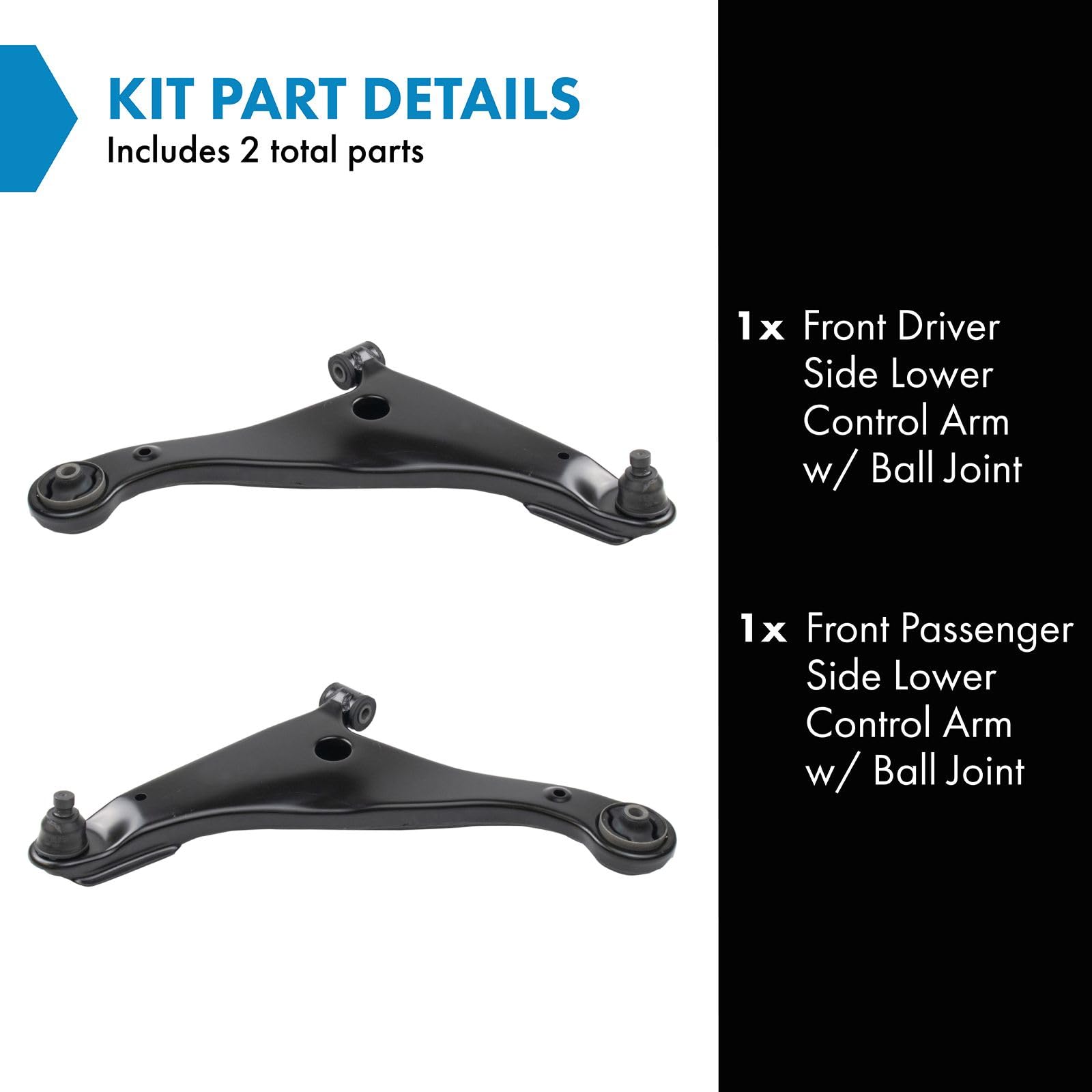 Trq Front Lower Control Arm With Ball Joint Set Compatible With 2004-2011 Mitsubishi Endeavor