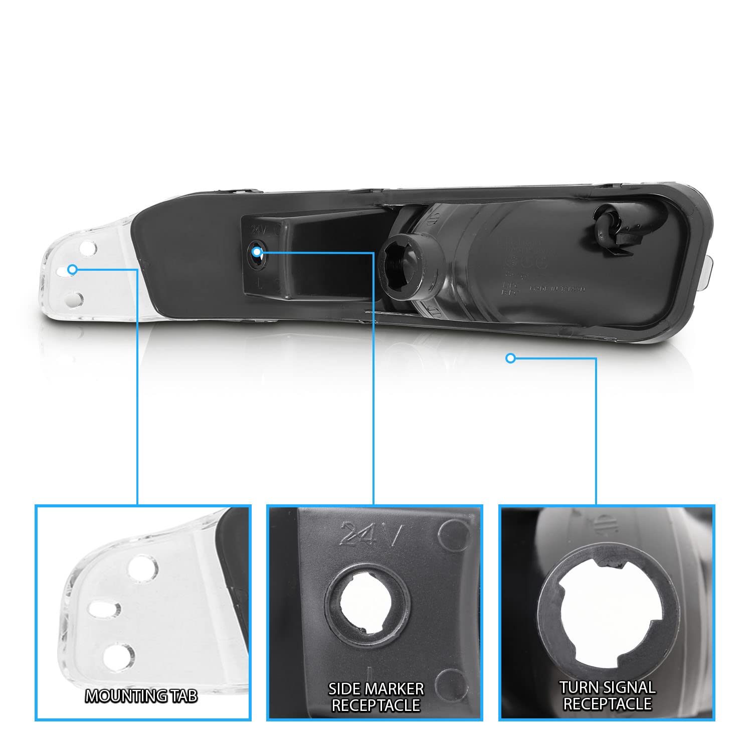 Amerilite Park/Signal Lights Black Amber For Ford Mustang - Passenger And Driver Side