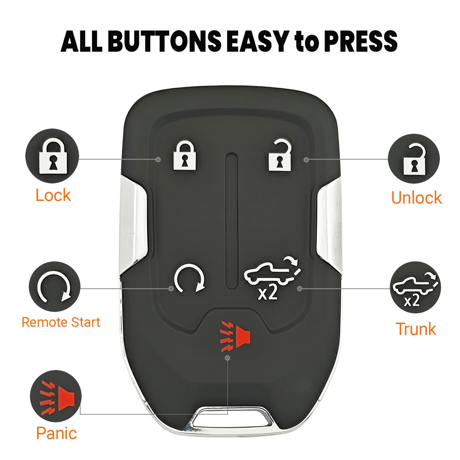 Smart Key Fob Cover Case Shell Fit For 2022 2021 2020 2019 Chevy Silverado And Gmc Sierra 1500 2500Hd 3500Hd Keyless Entry Remot