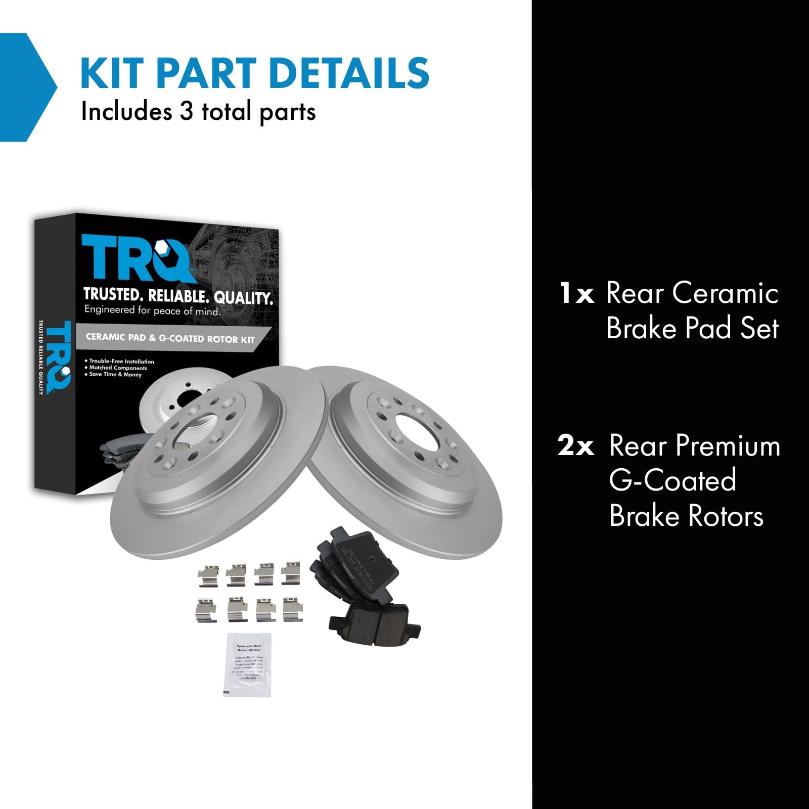 Trq Rear Brake Pad & Rotor Kit Brake Pads Brake Rotor Ceramic Premium G-Coated Compatible With 2005-2007 Ford Five Hundred Frees