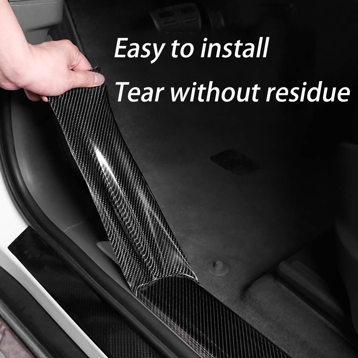 Dgsl Car Door Edge Guards Door Sill Protector, 42In X 16.4Ft+2.7In X 33Ft+4In X 16.4Ft 5D Carbon Fiber Car Wrap Film, Vinyl Auto