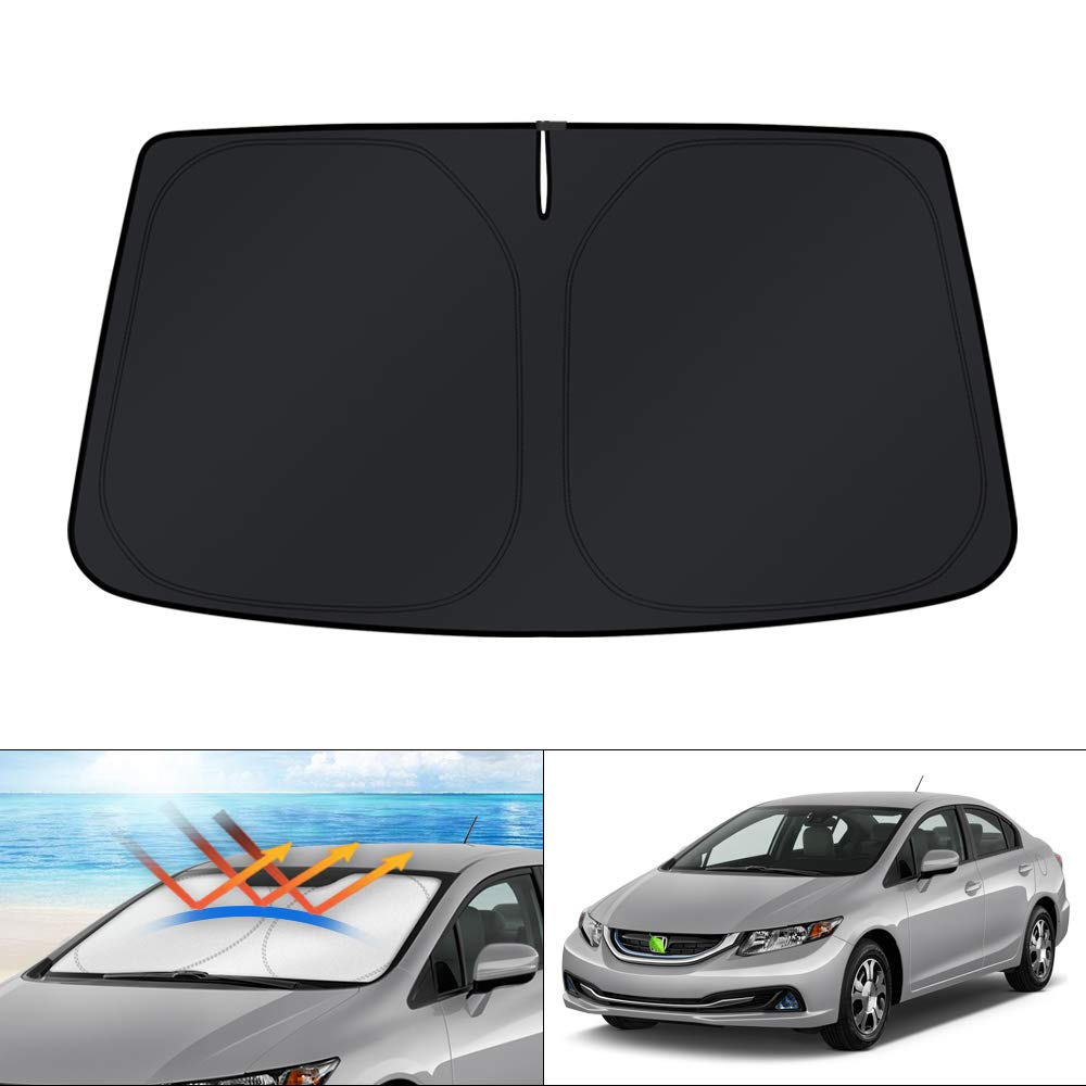 Kust Windshield Sun Shade For 2012-2015 Honda Civic Accessories, Custom Fit Car Window Sunshade Foldable Sun Visor Protector Blo
