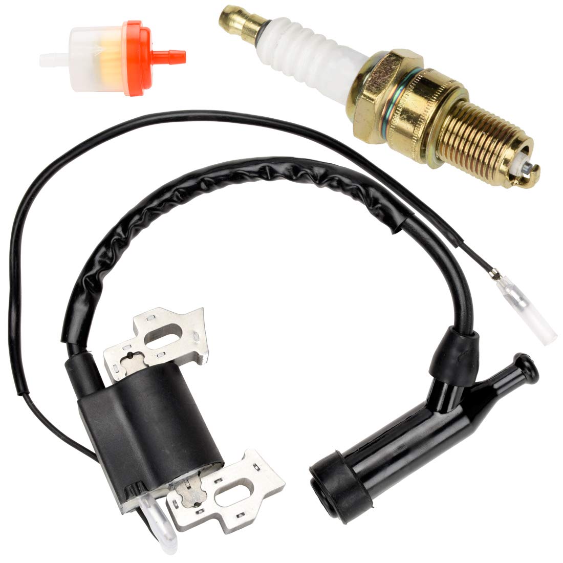 Fvrito Ignition Coil Pack Spark Plug Kit For Predator 212Cc 5.5 6.5 Hp 69730 69727 196Cc Coleman Ct200U Baja Mb200 Motovox Hummerhead Gx160 Gx200 Generator Mini Bike Go Kart Pressure Washer Lawn Mower